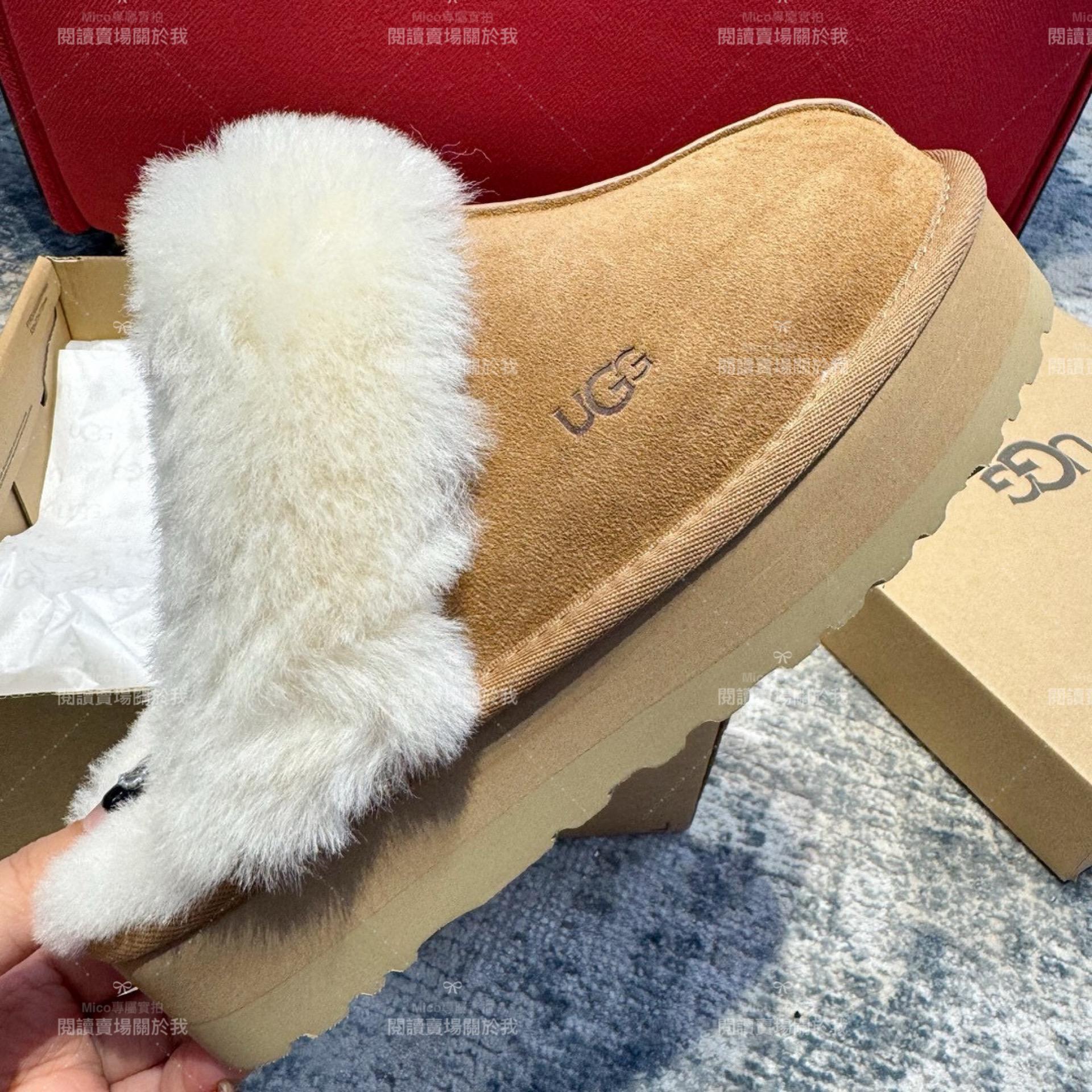 UGG 秋冬厚底一腳蹬毛毛星星半拖/拖鞋 底厚4cm 35-39