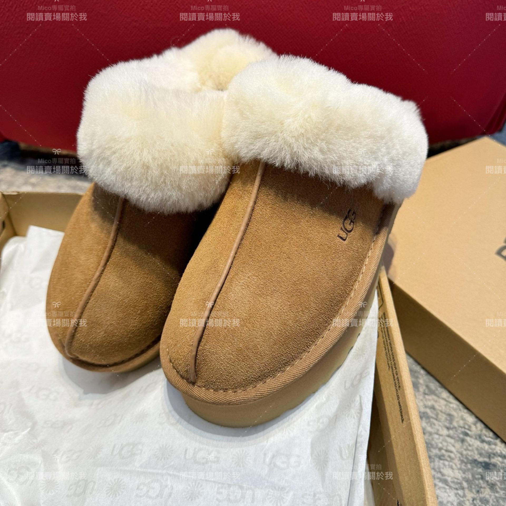 UGG 秋冬厚底一腳蹬毛毛星星半拖/拖鞋 底厚4cm 35-39