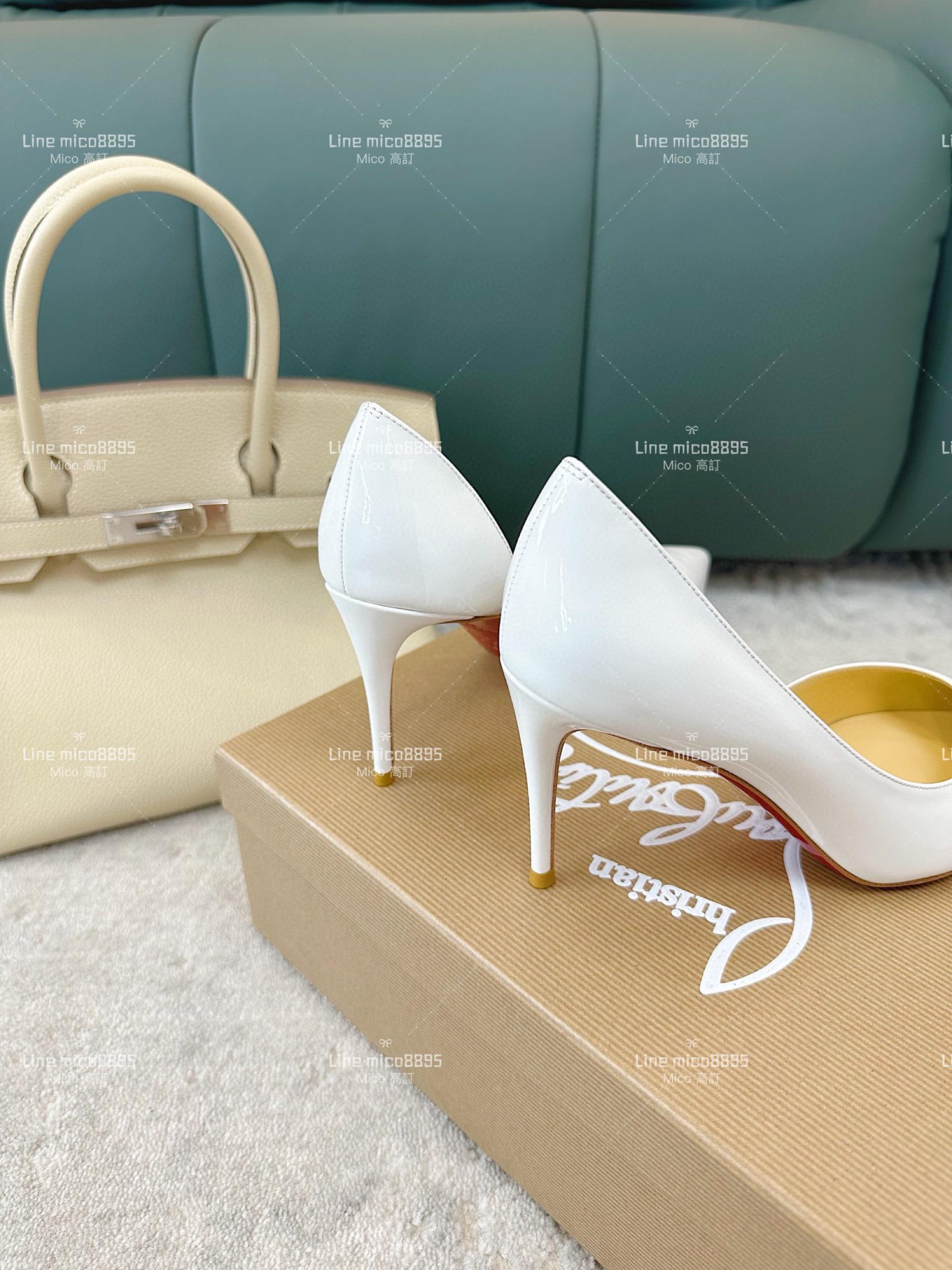 Christian Louboutin 經典側空白色漆皮高跟鞋 紅底鞋 跟高8.5cm 35-40