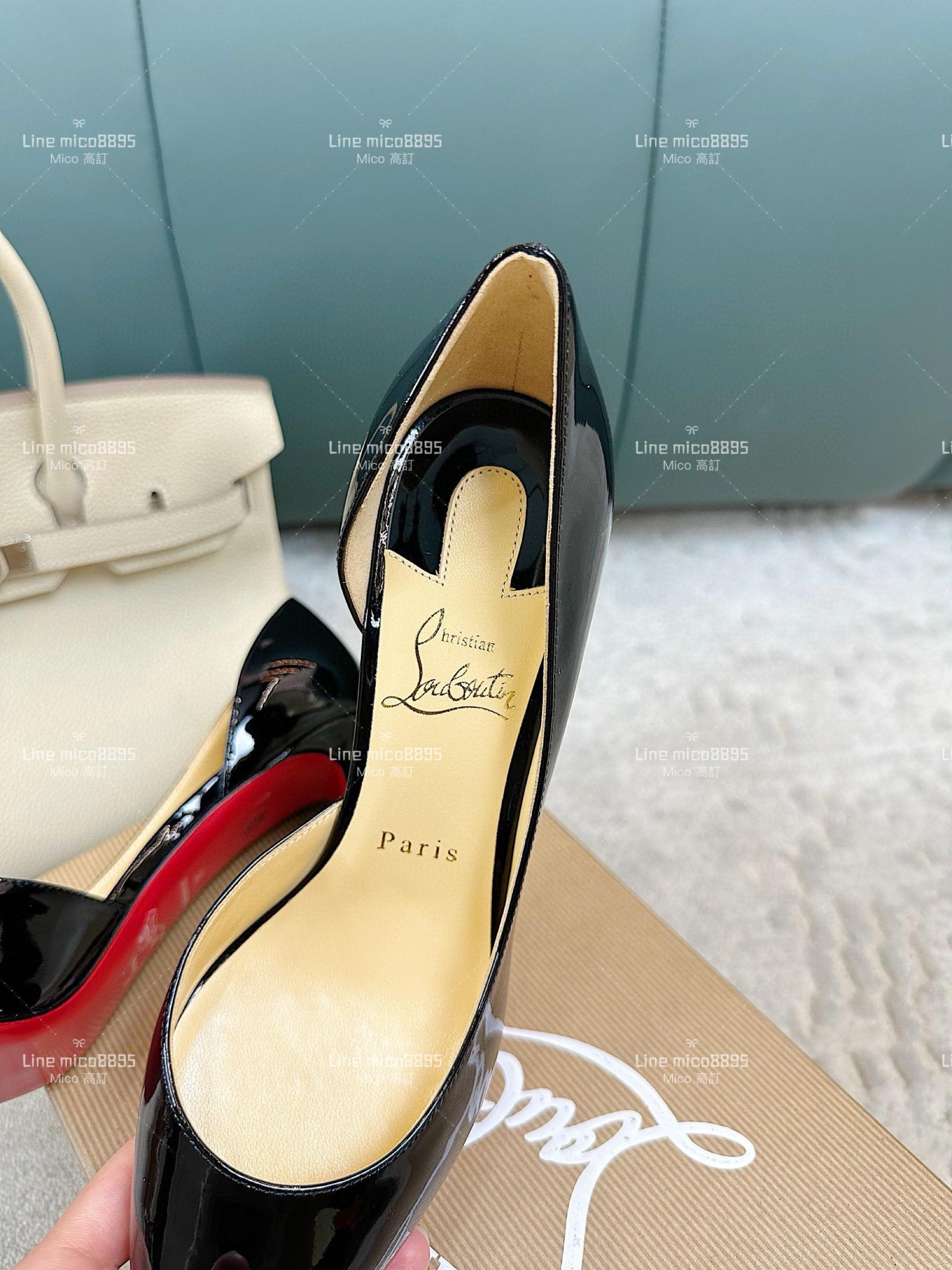 Christian Louboutin 經典側空黑色漆皮高跟鞋 紅底鞋 跟高8.5cm 35-40