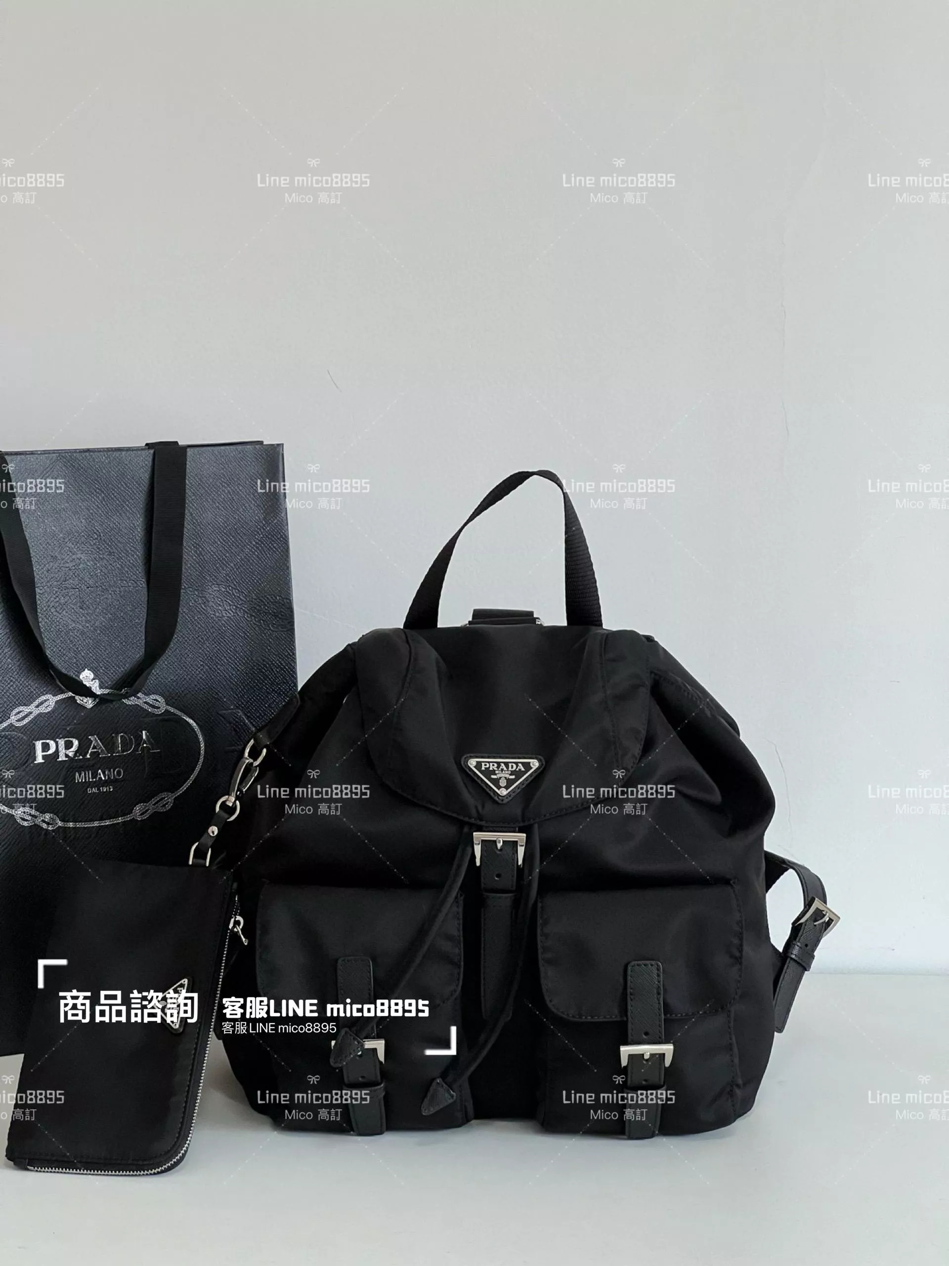 PRADA 普拉達｜經典 大號 Prada re-nylon 再生尼龍雙肩包/背包/後背包 32cm