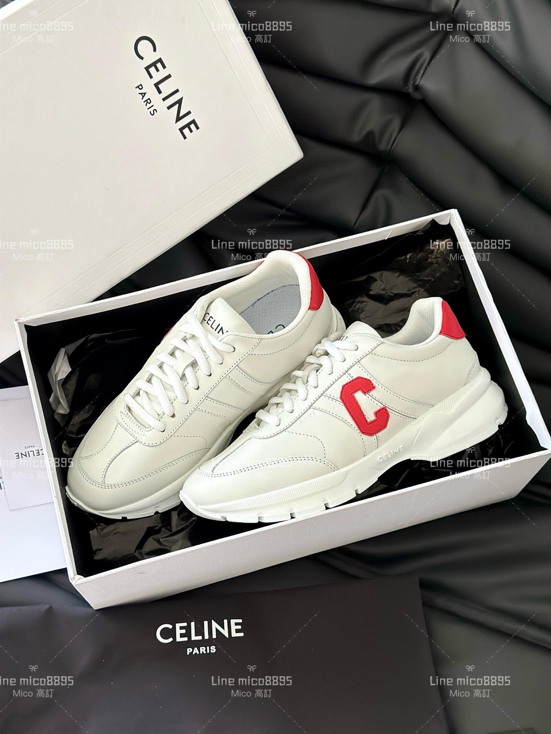 Celine 24早春新款老爹鞋小白鞋 35-40 紅x白