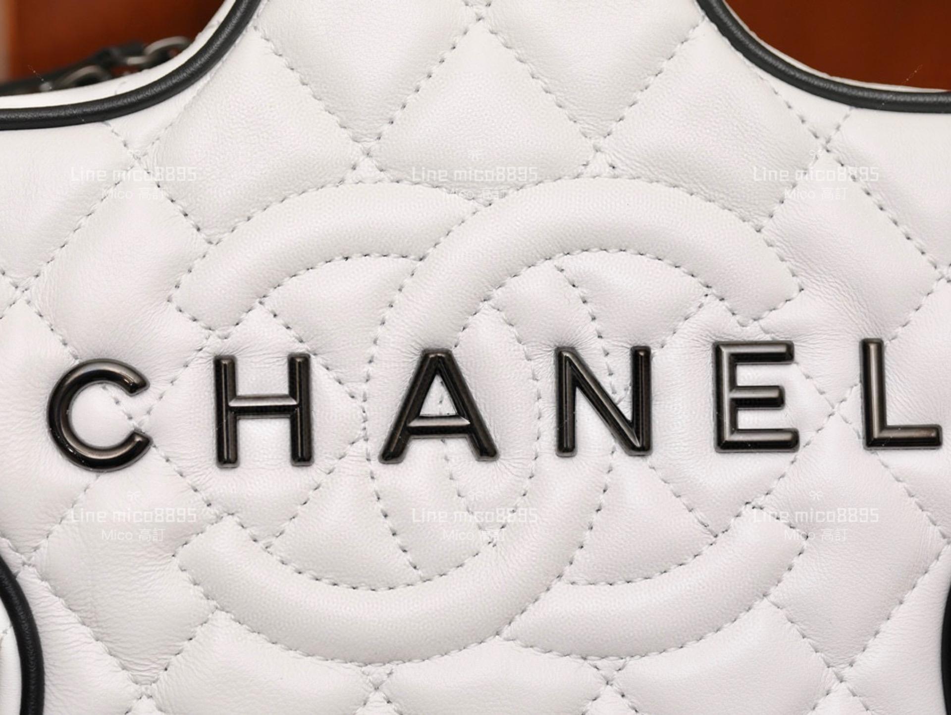 CHANEL 24c春夏款 白色黑字 羊皮 五角星⭐️星星包 斜跨包