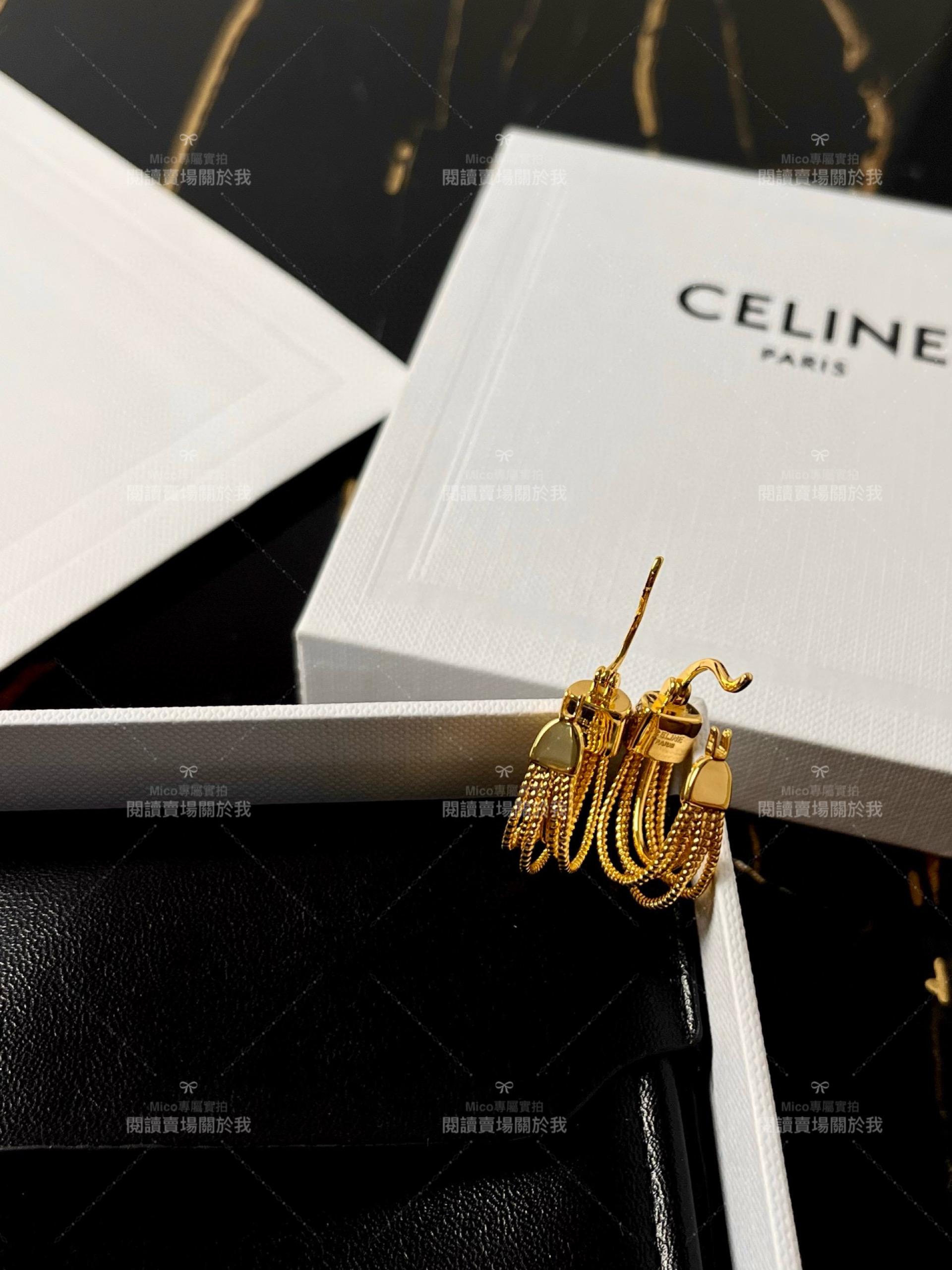 Celine 簡約風 金屬捆線半圈耳環/耳釘