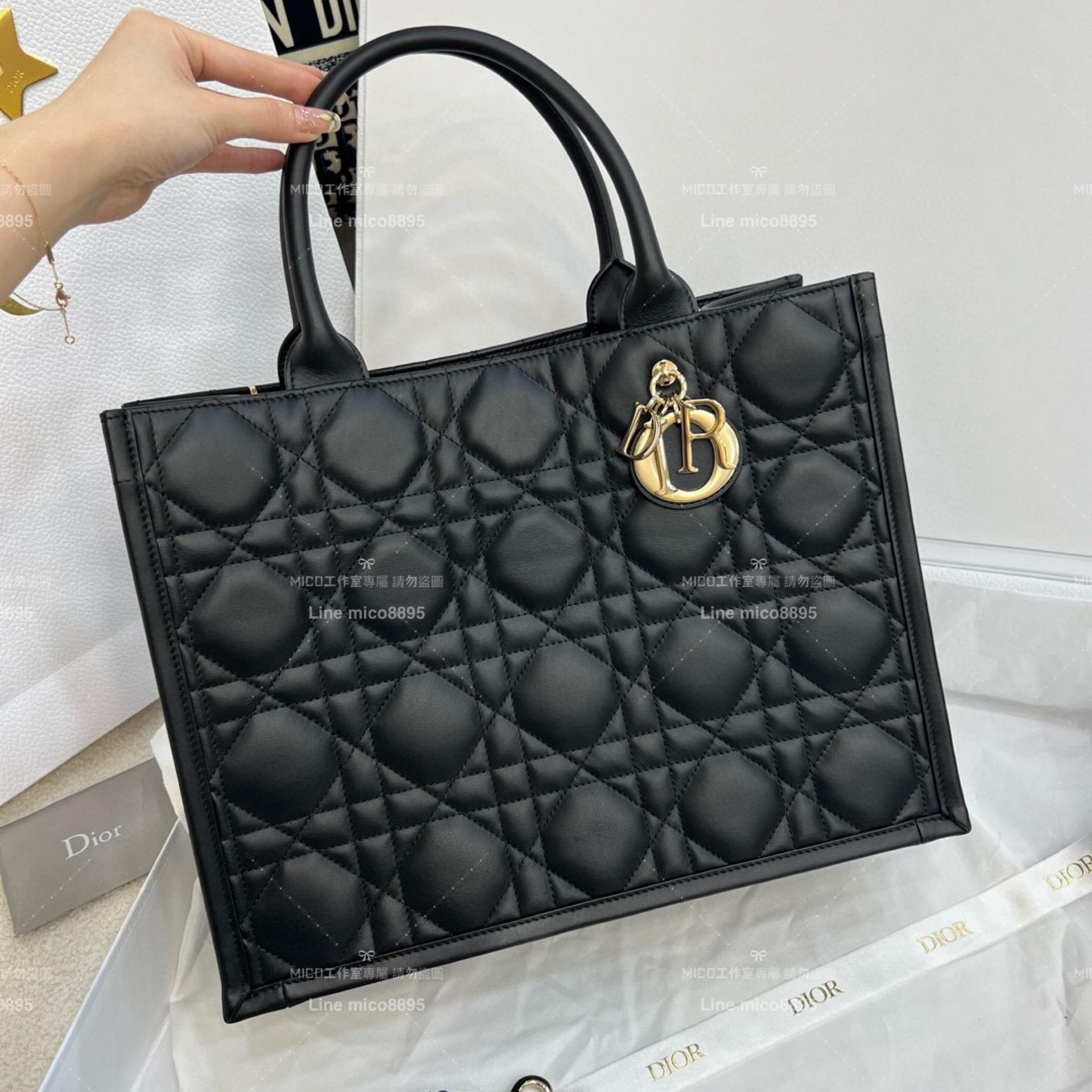 DIOR 迪奧｜▫️高訂版 全鋼五金 黑色全皮 新款BookTote 帶肩帶款 中號/36cm