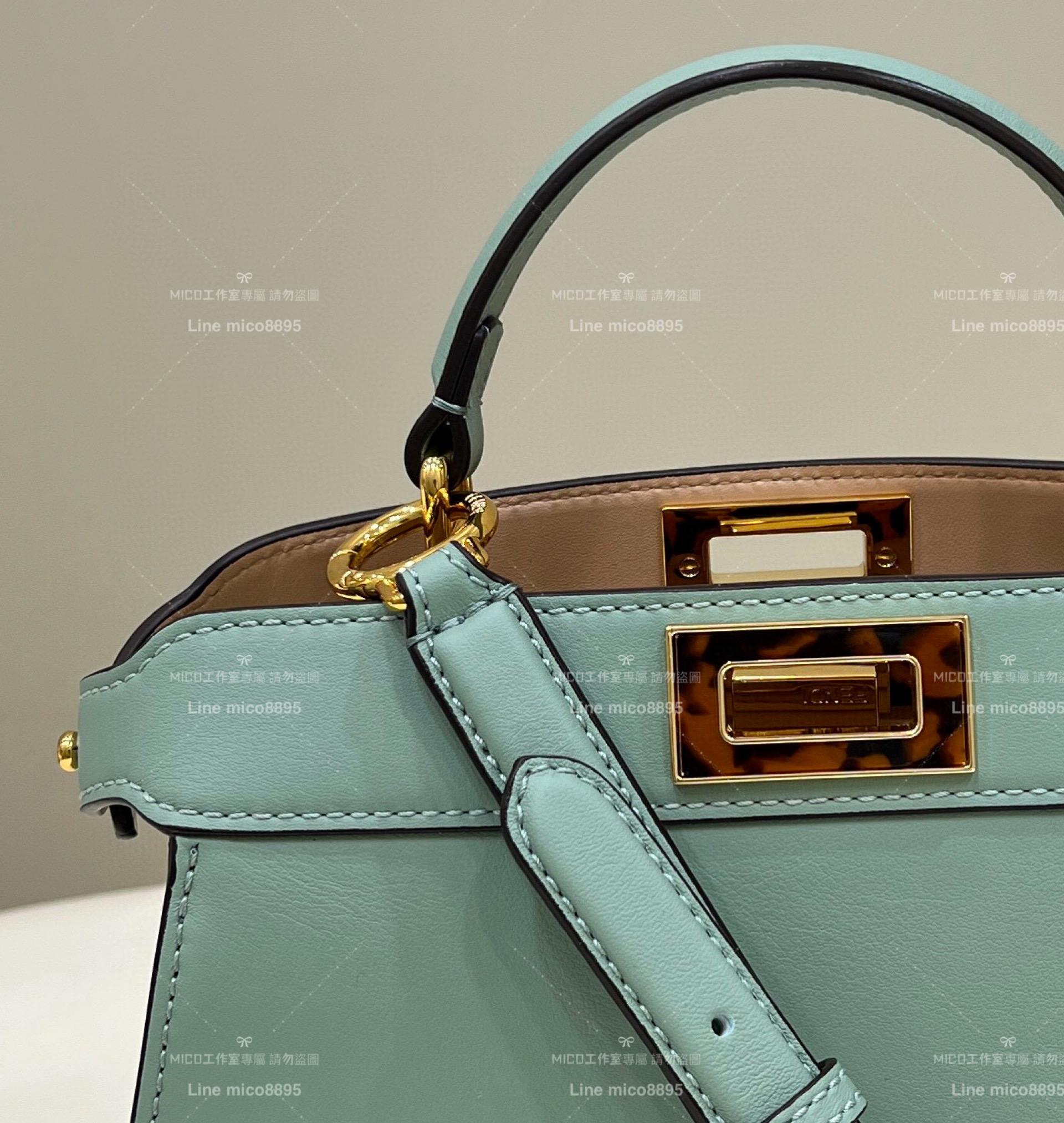 FENDI 經典Peekaboo I see U小號手袋 牛油果綠 躲貓貓包 風琴包 27cm