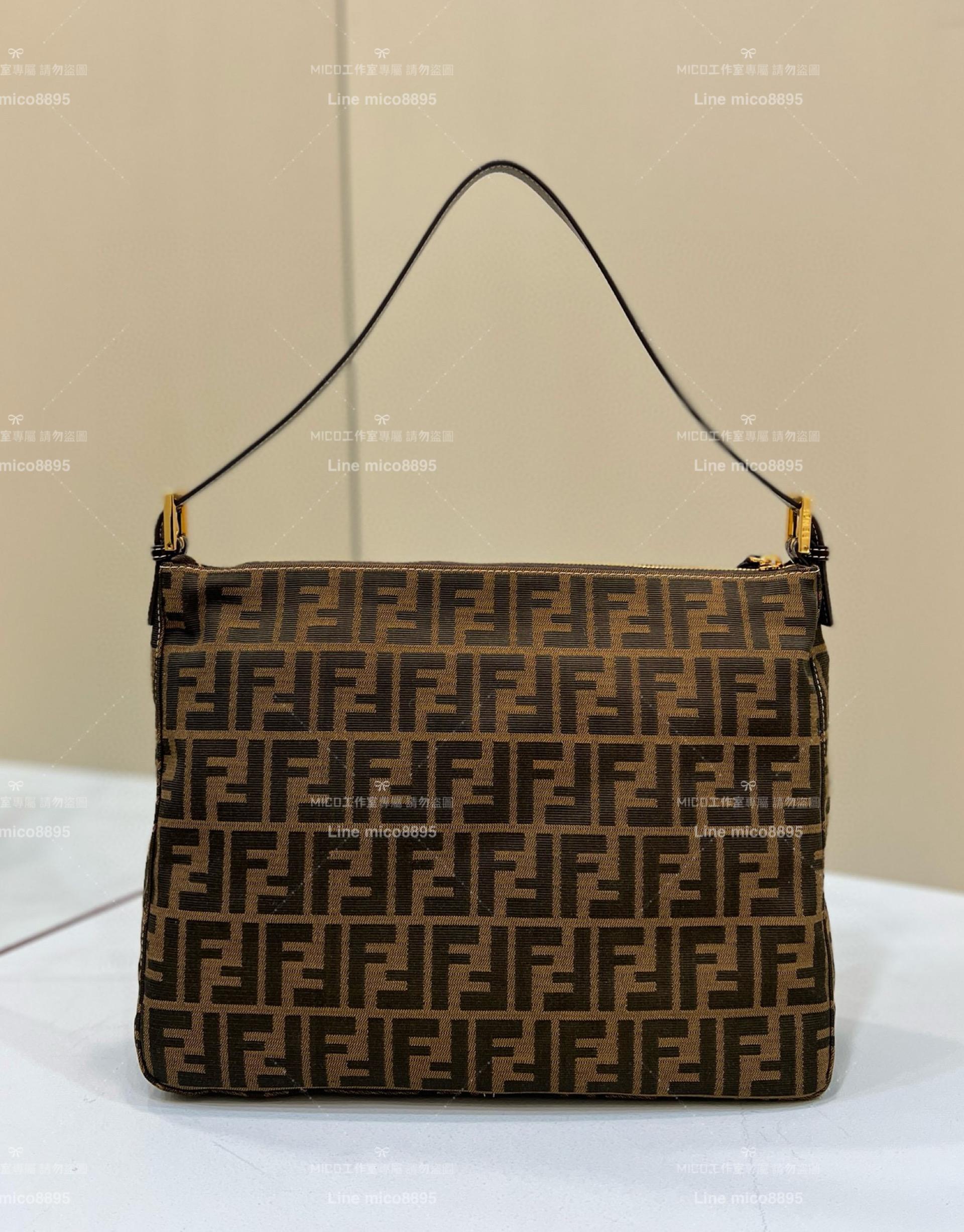 FENDI 實用款 復古老花大容量腋下包 托特包/34cm