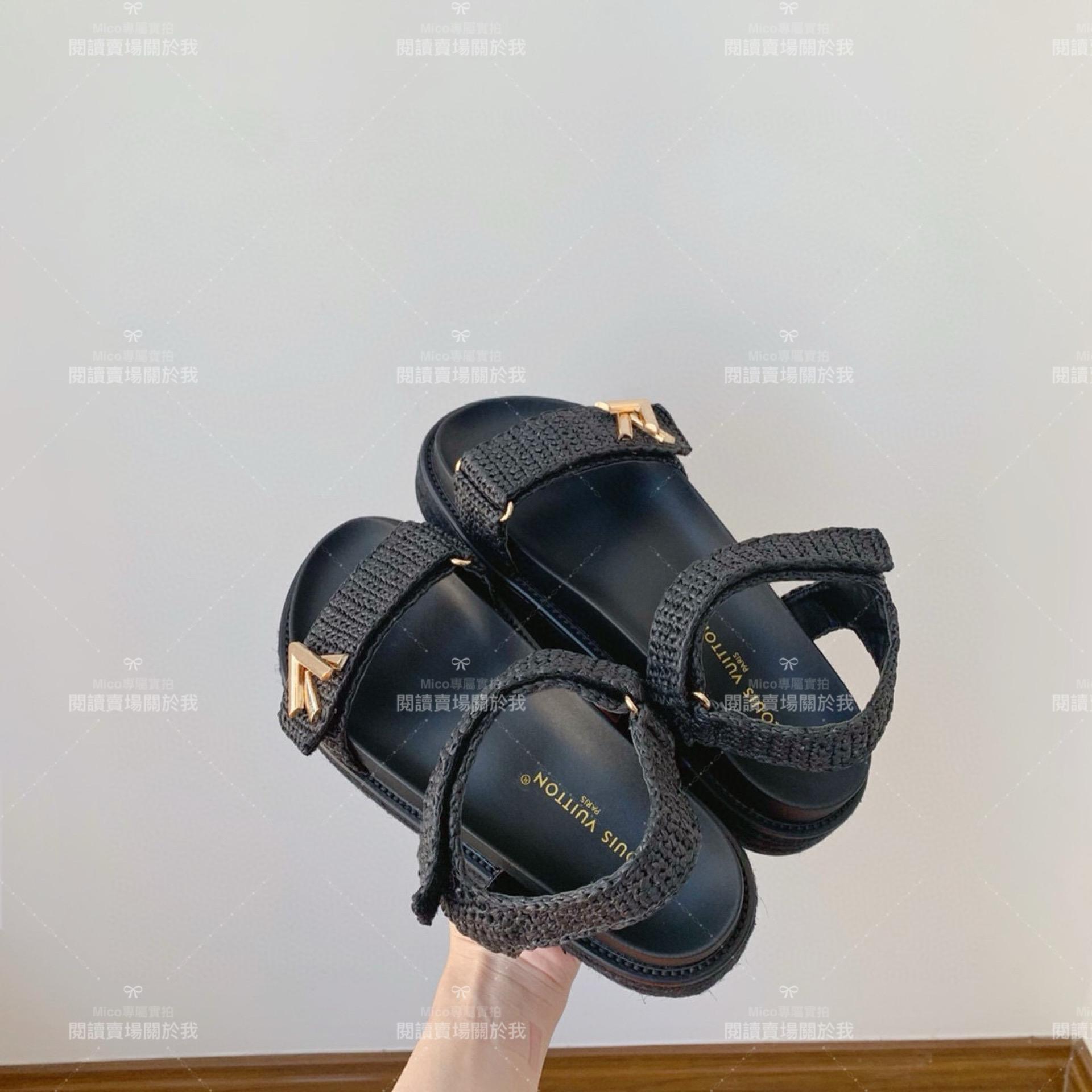 LV  Louis Vuitton ｜厚底款 Cordoba Comfort 拉菲草編織鞋面涼鞋 女鞋 35-40