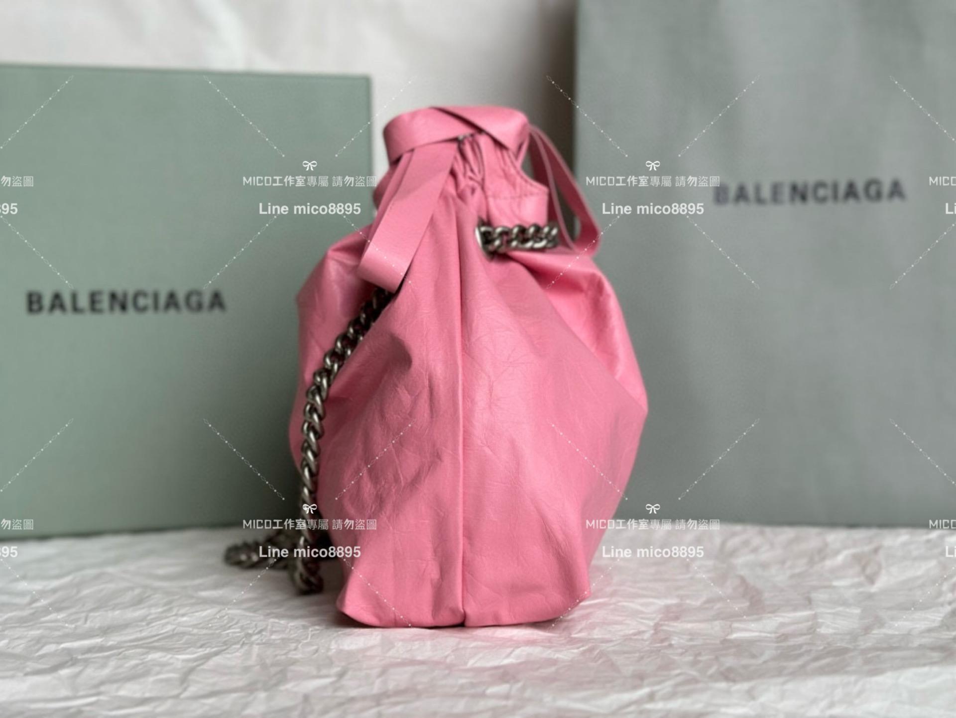 Balenciaga 巴黎世家 粉色皺牛皮 小號 CRUSH MEDIUM TOTE BAG 垃圾袋