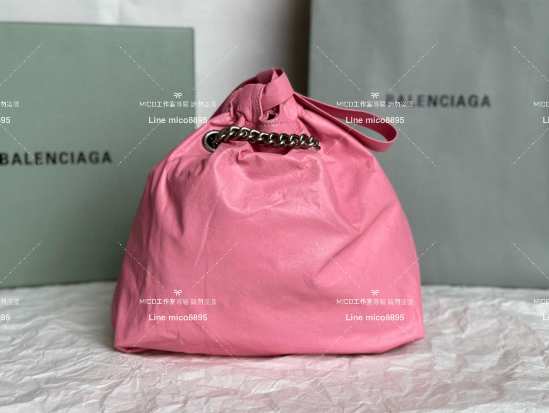 Balenciaga 巴黎世家 粉色皺牛皮 小號 CRUSH MEDIUM TOTE BAG 垃圾袋