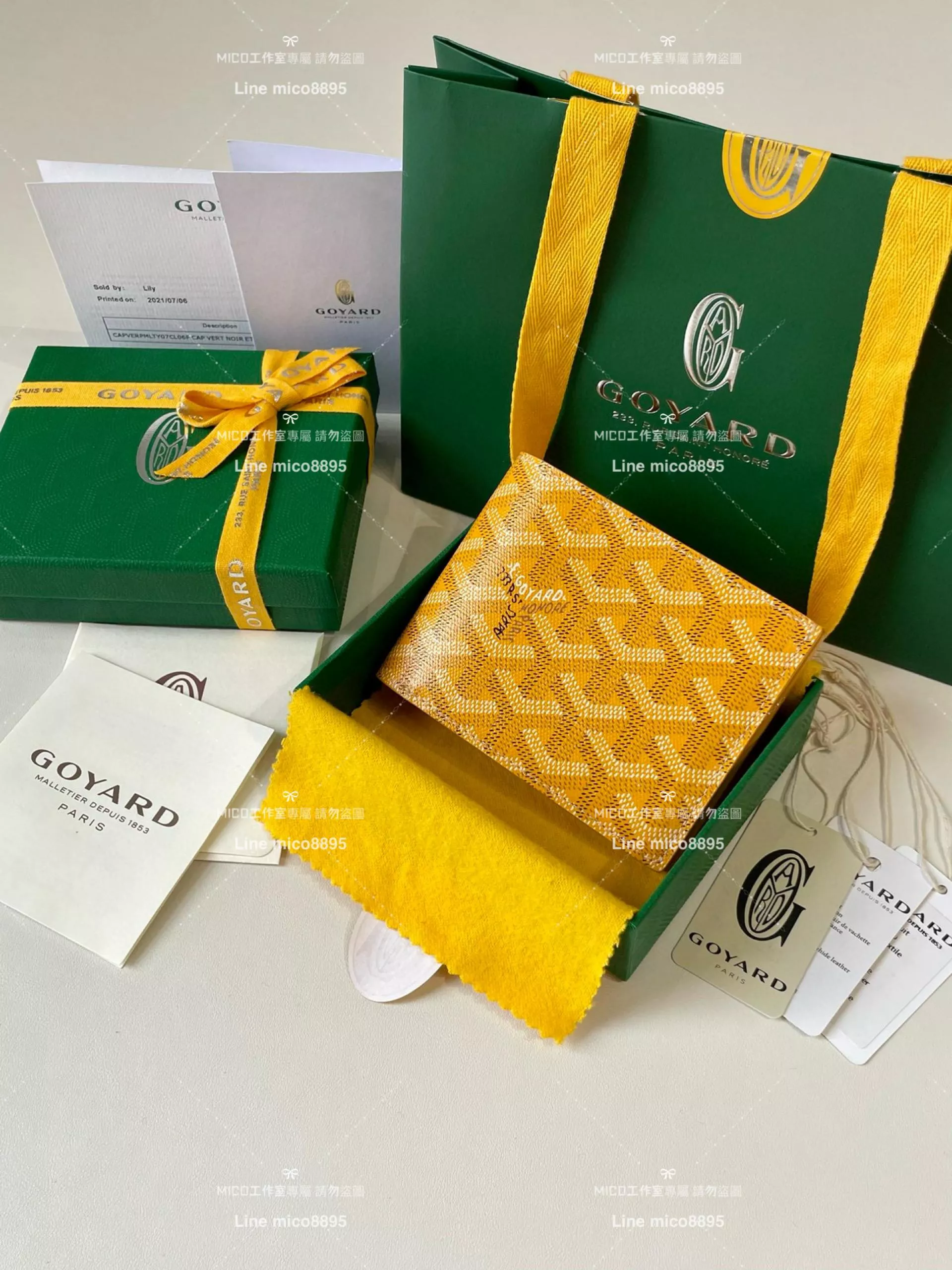 Goyard（戈雅）Goyard victoire 黃色 經典對折短夾 男士短夾