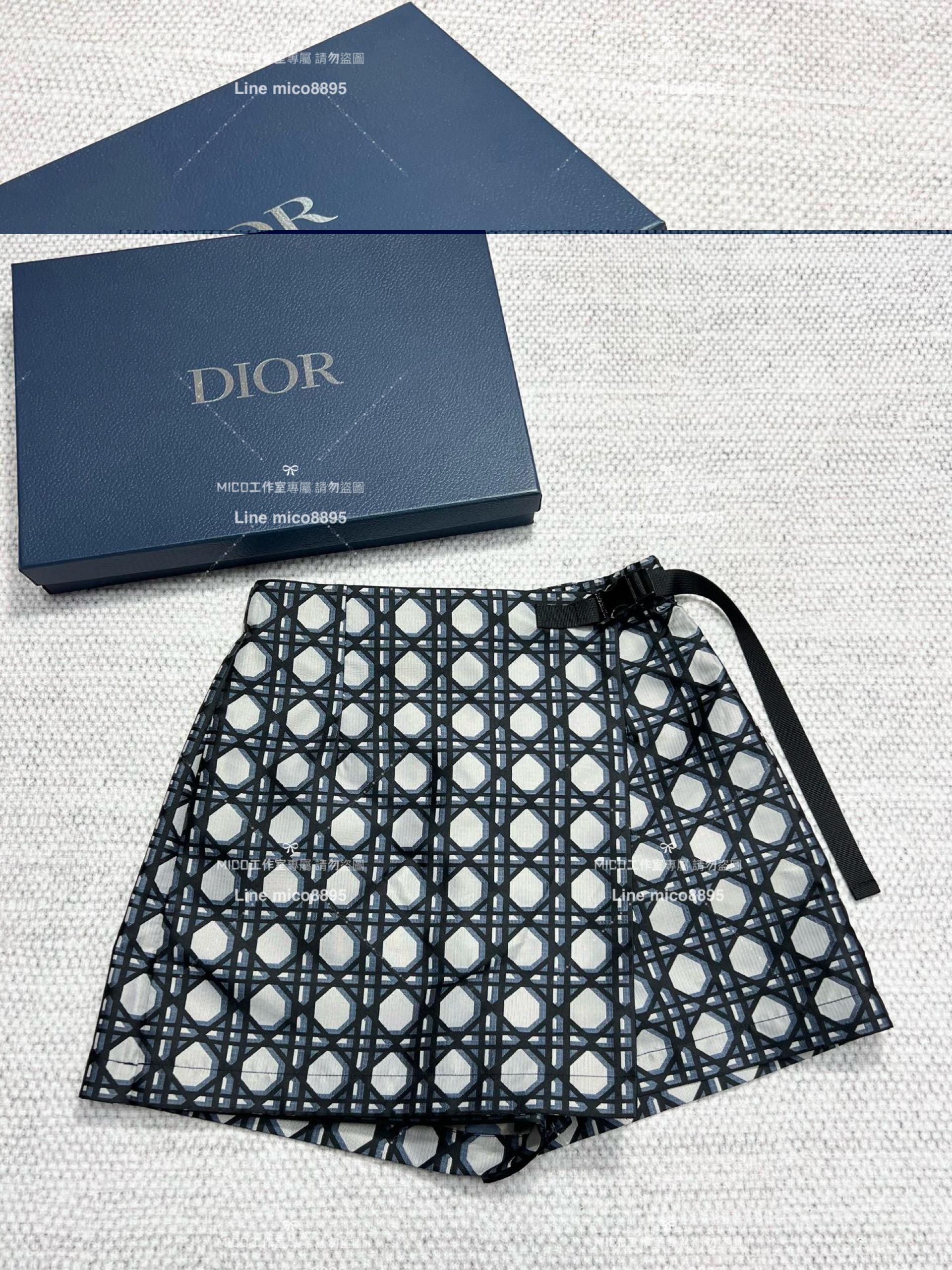 DIOR 深藍色藤格紋 深藍色褲裙 寬鬆版型 全套包裝/三標齊全 36.38.40