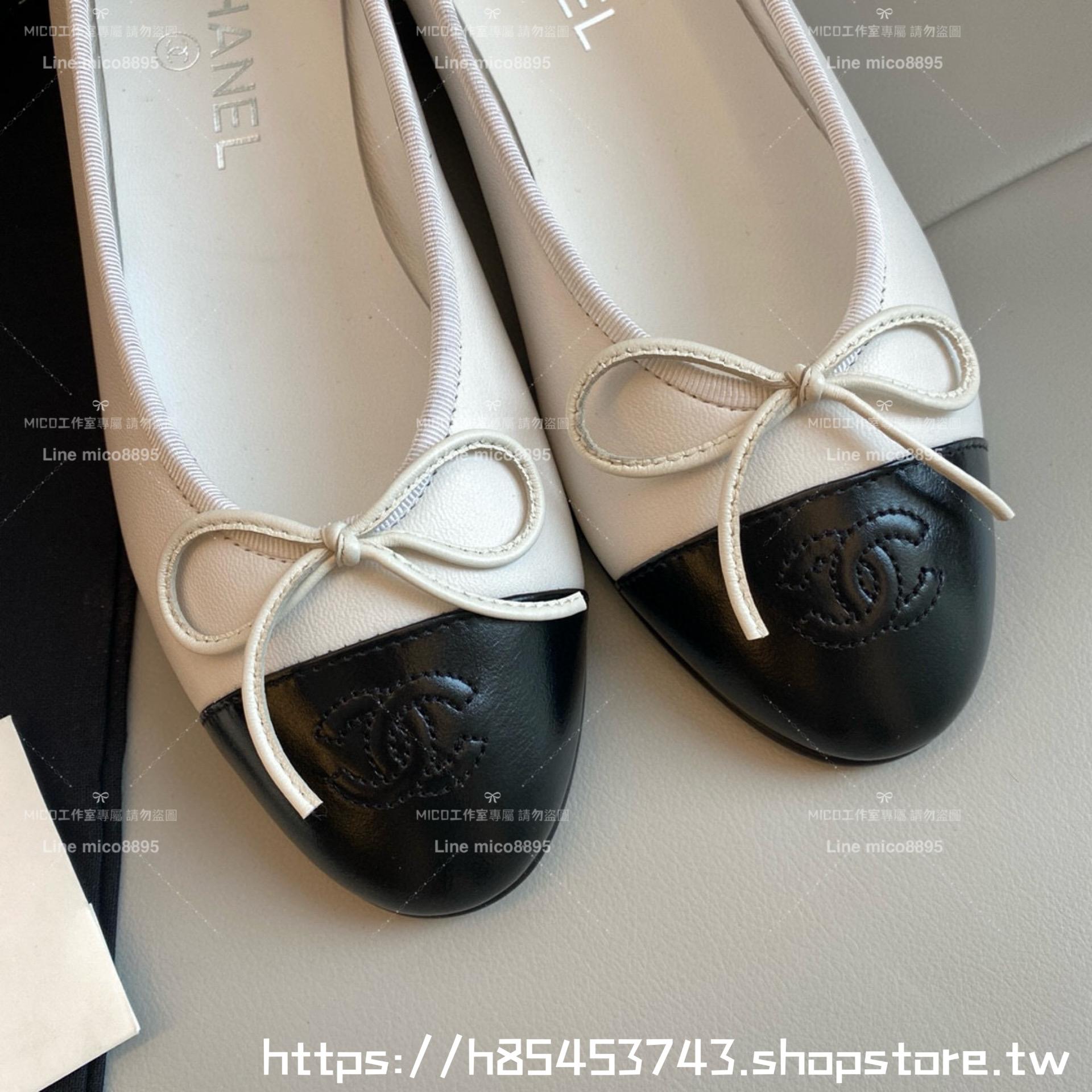 CHANEL 小香 經典款芭蕾舞鞋 白/黑 平底鞋/女鞋 Size：35-39（34.40.41.42定做不退换）