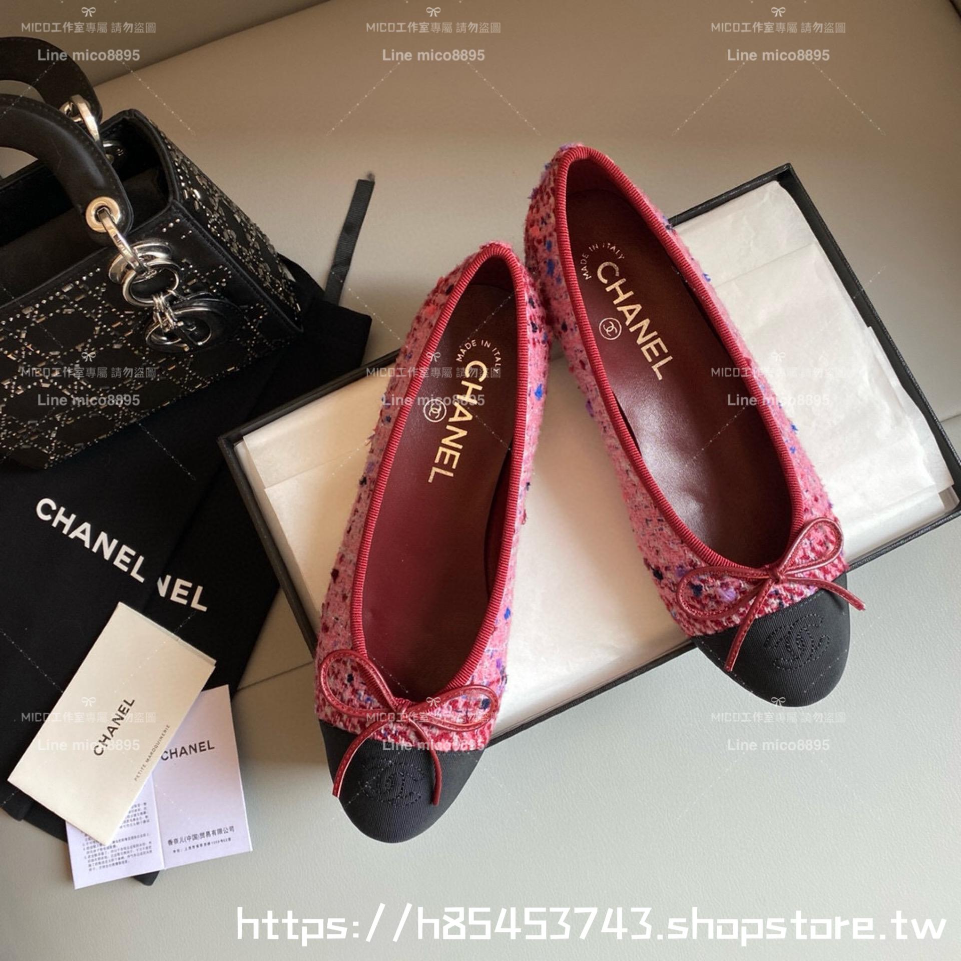 CHANEL 小香 經典款芭蕾舞鞋 桃色軟呢 平底鞋/女鞋 Size：35-39（34.40.41.42定做不退换）