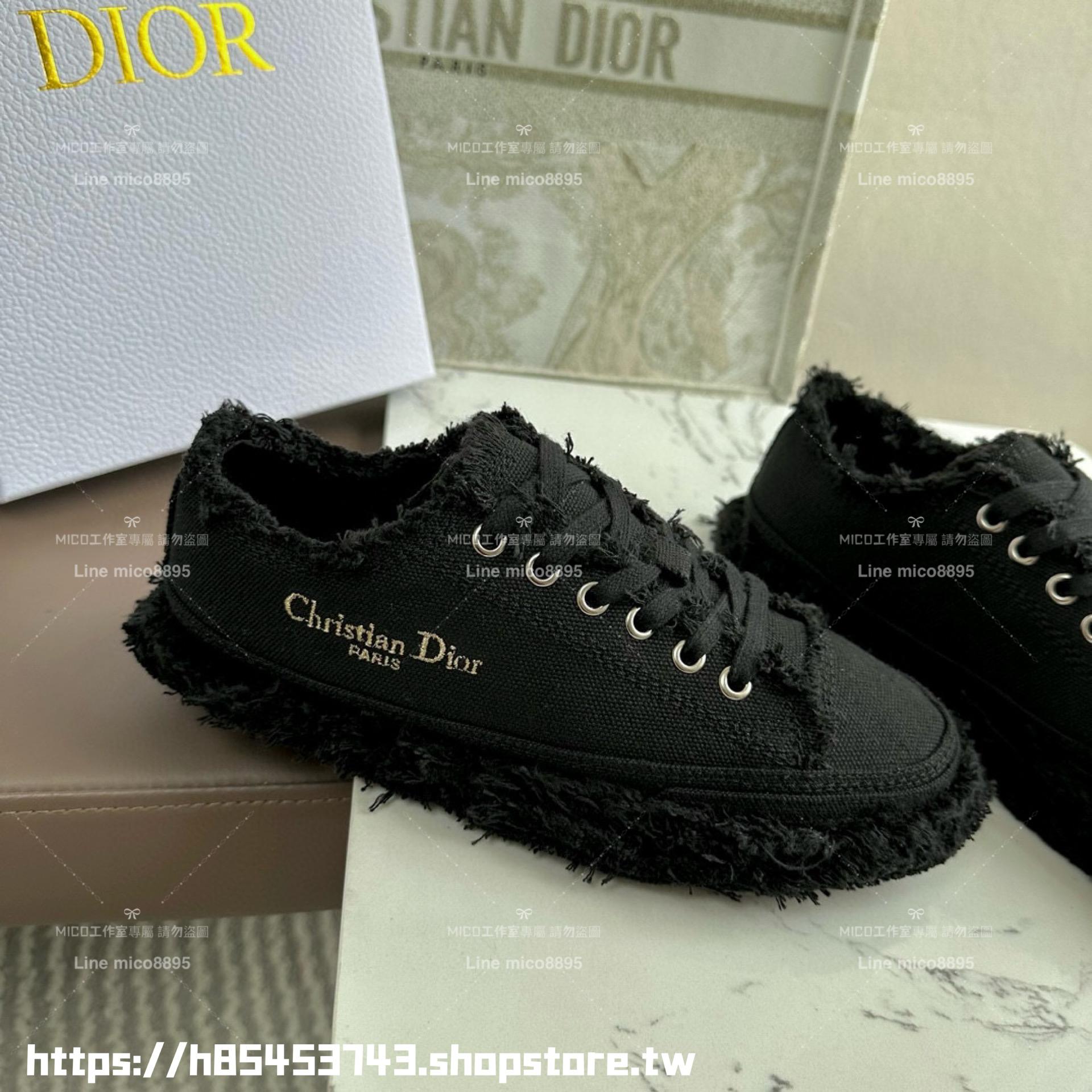 Dior 迪奧 黑色 D-Blaze Sneaker新款刺繡厚底乞丐流蘇帆布 板鞋 帆布鞋 35-40