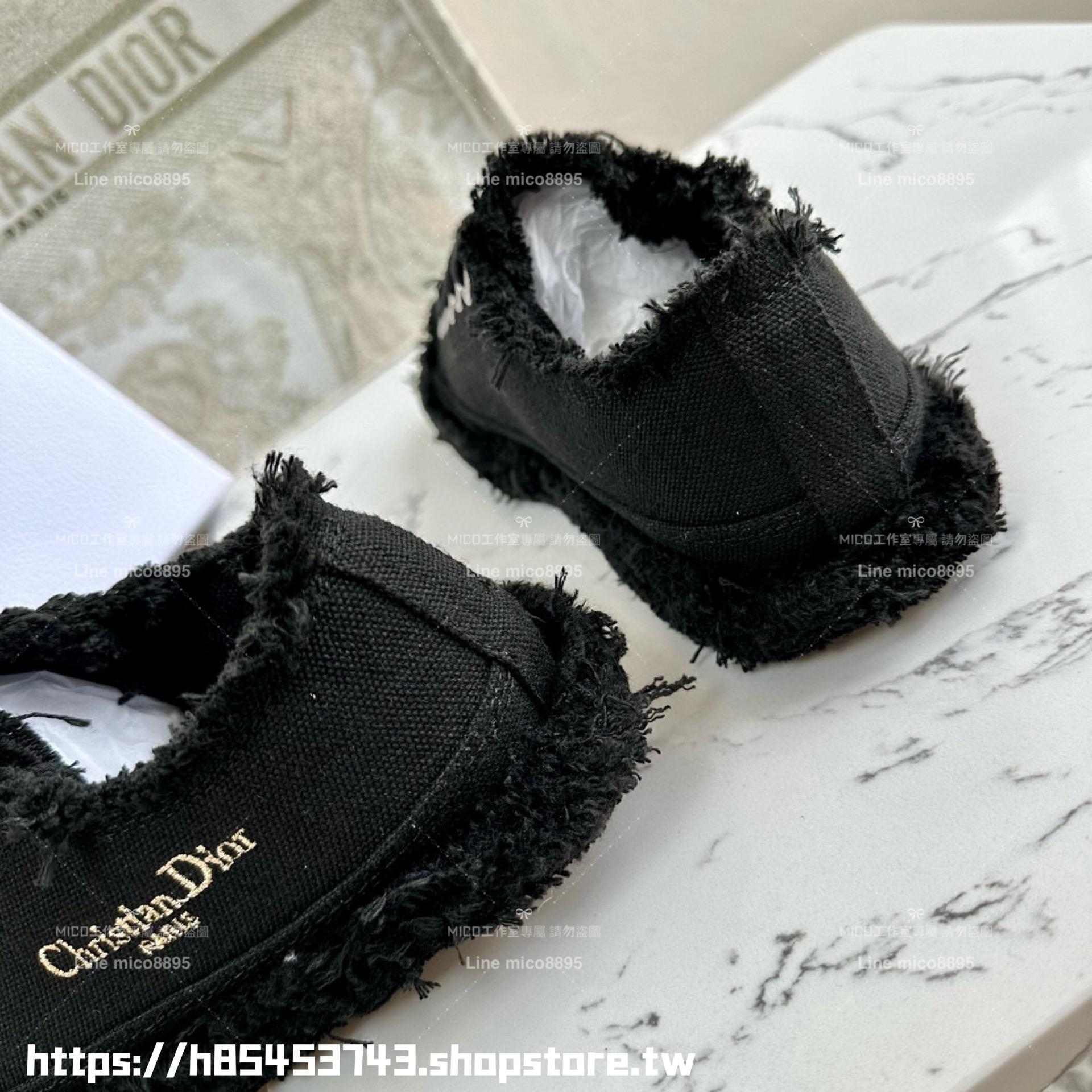 Dior 迪奧 黑色 D-Blaze Sneaker新款刺繡厚底乞丐流蘇帆布 板鞋 帆布鞋 35-40