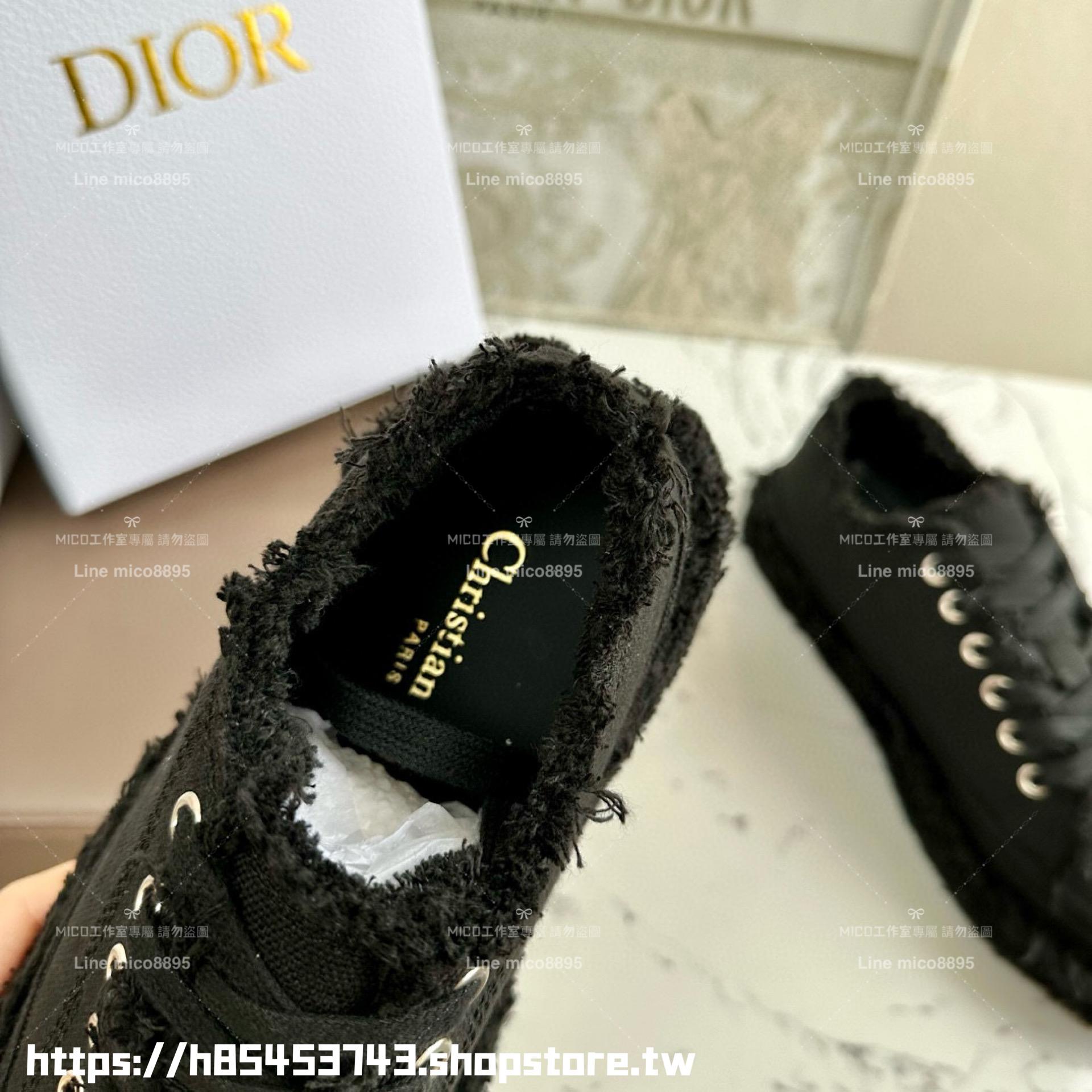 Dior 迪奧 黑色 D-Blaze Sneaker新款刺繡厚底乞丐流蘇帆布 板鞋 帆布鞋 35-40