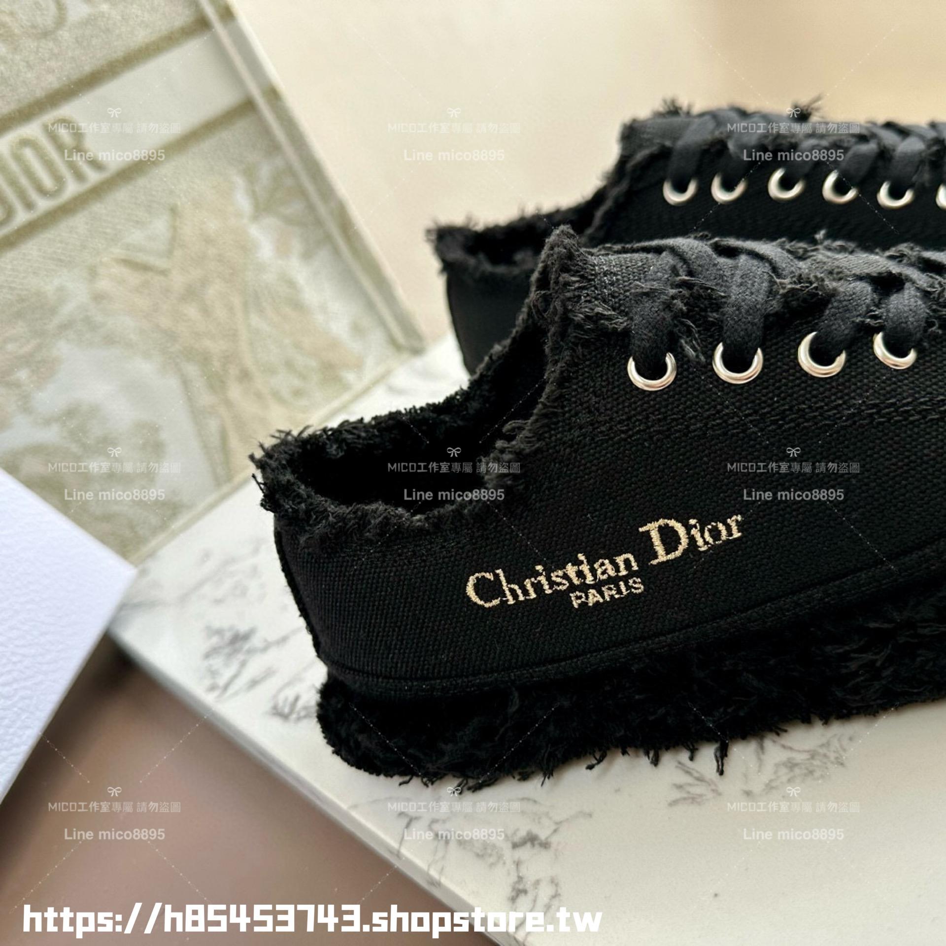 Dior 迪奧 黑色 D-Blaze Sneaker新款刺繡厚底乞丐流蘇帆布 板鞋 帆布鞋 35-40