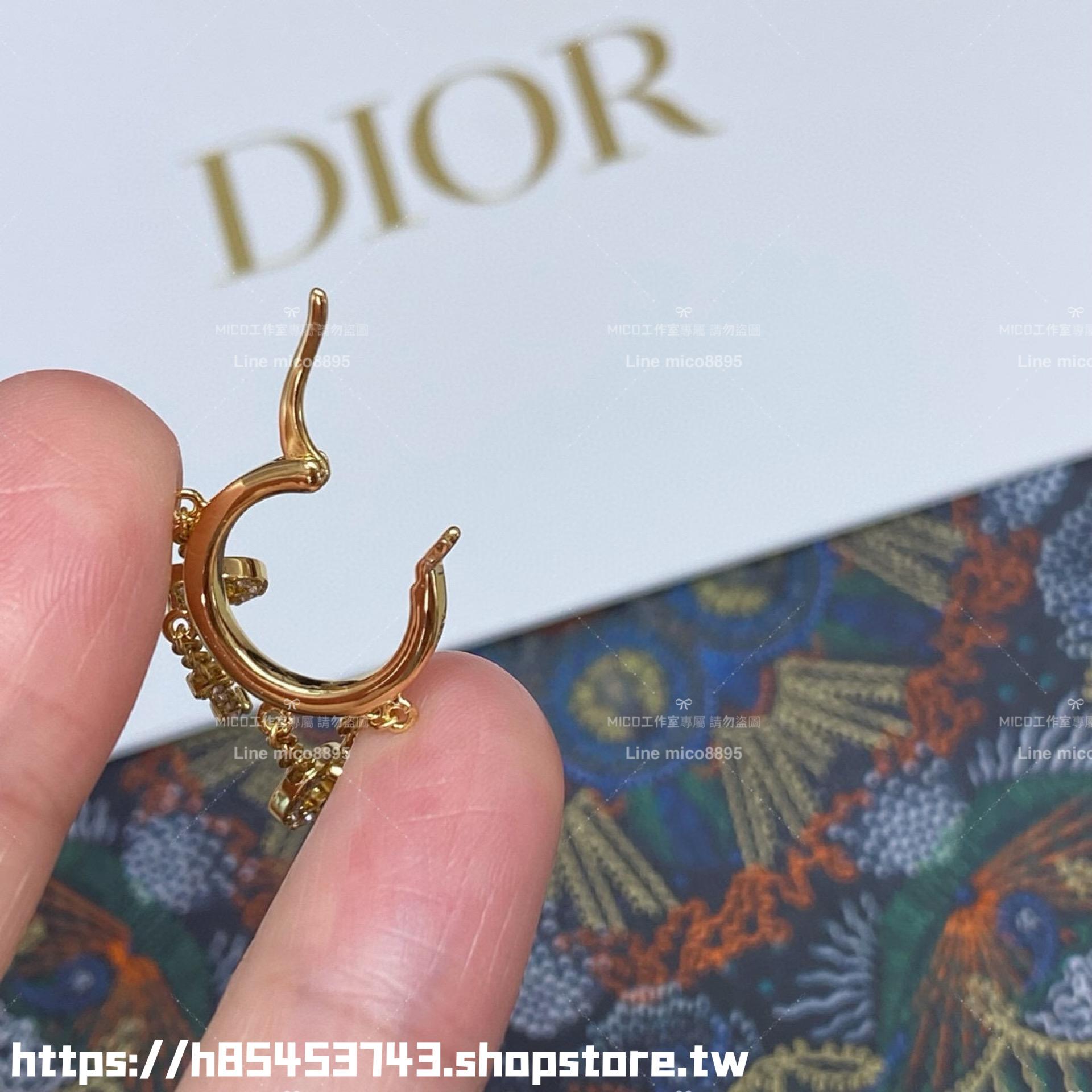 DIOR 字母造型流蘇耳環/耳釘 簡約款