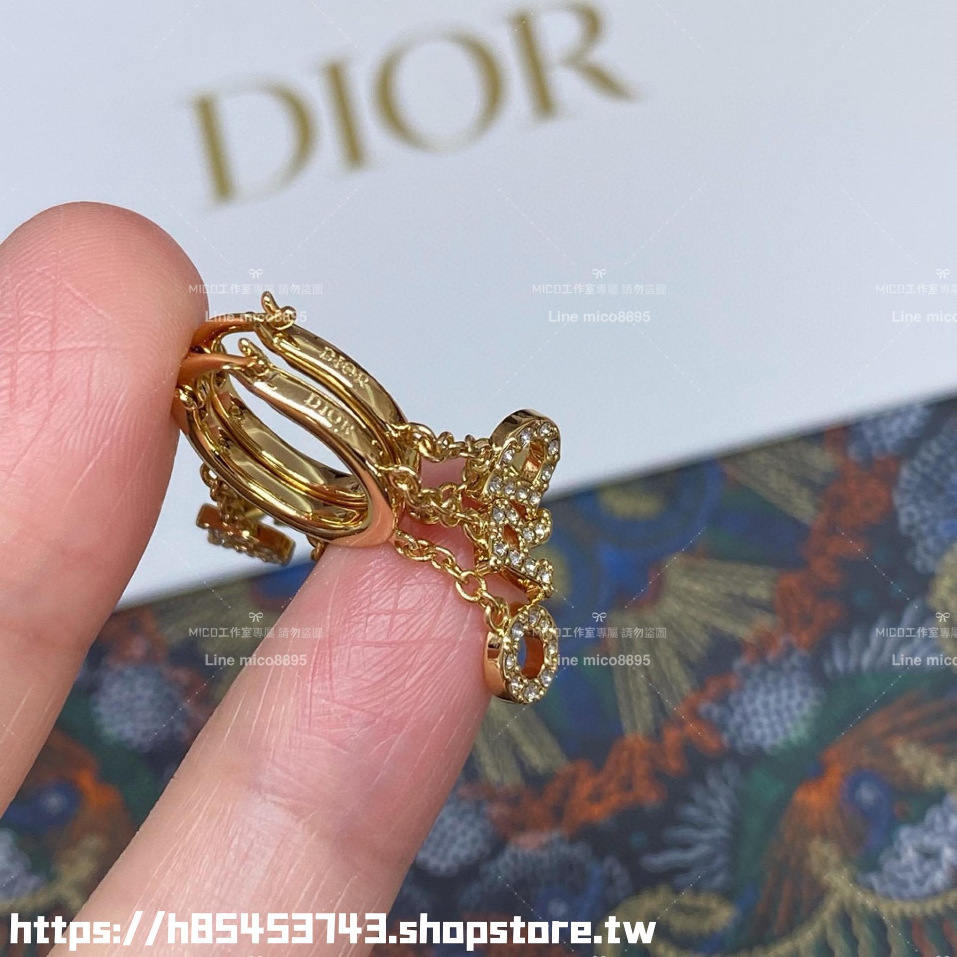 DIOR 字母造型流蘇耳環/耳釘 簡約款