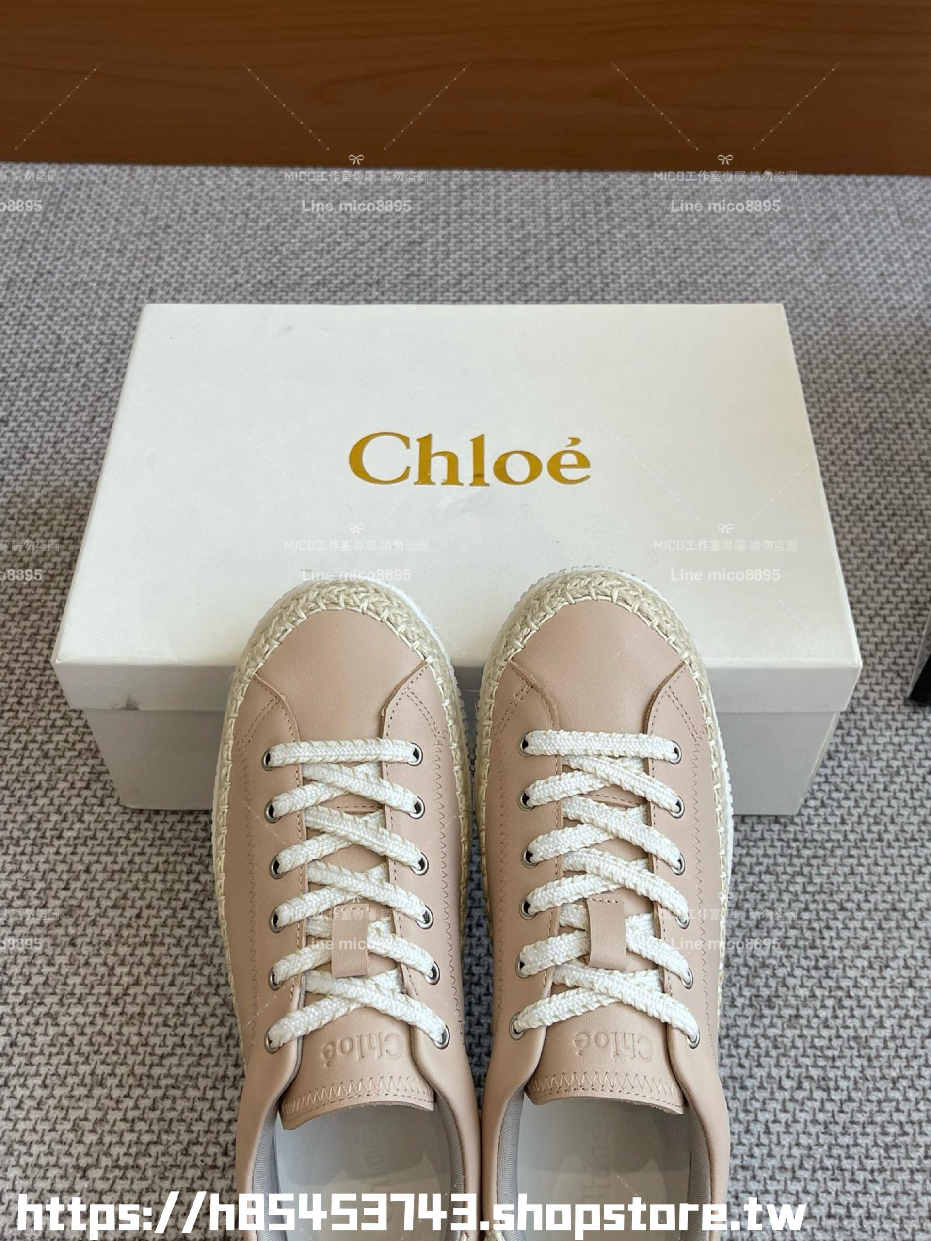 Chloe 24新款 粉色皮革 NAMA系列小白鞋 女鞋 35-40