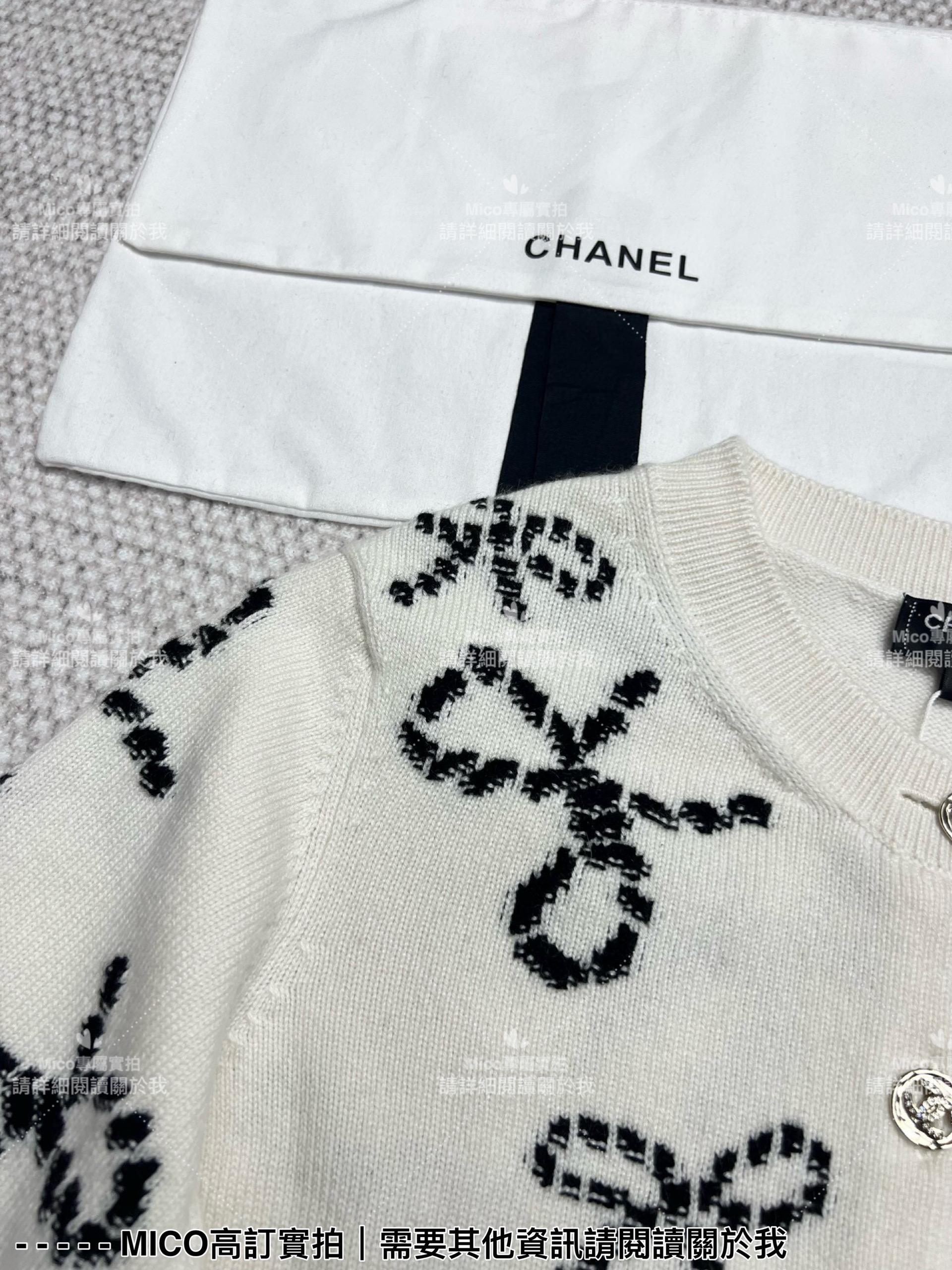 CHANEL 高訂服飾｜22k 蝴蝶結短版米白色五分袖上衣/短袖 36.38.40