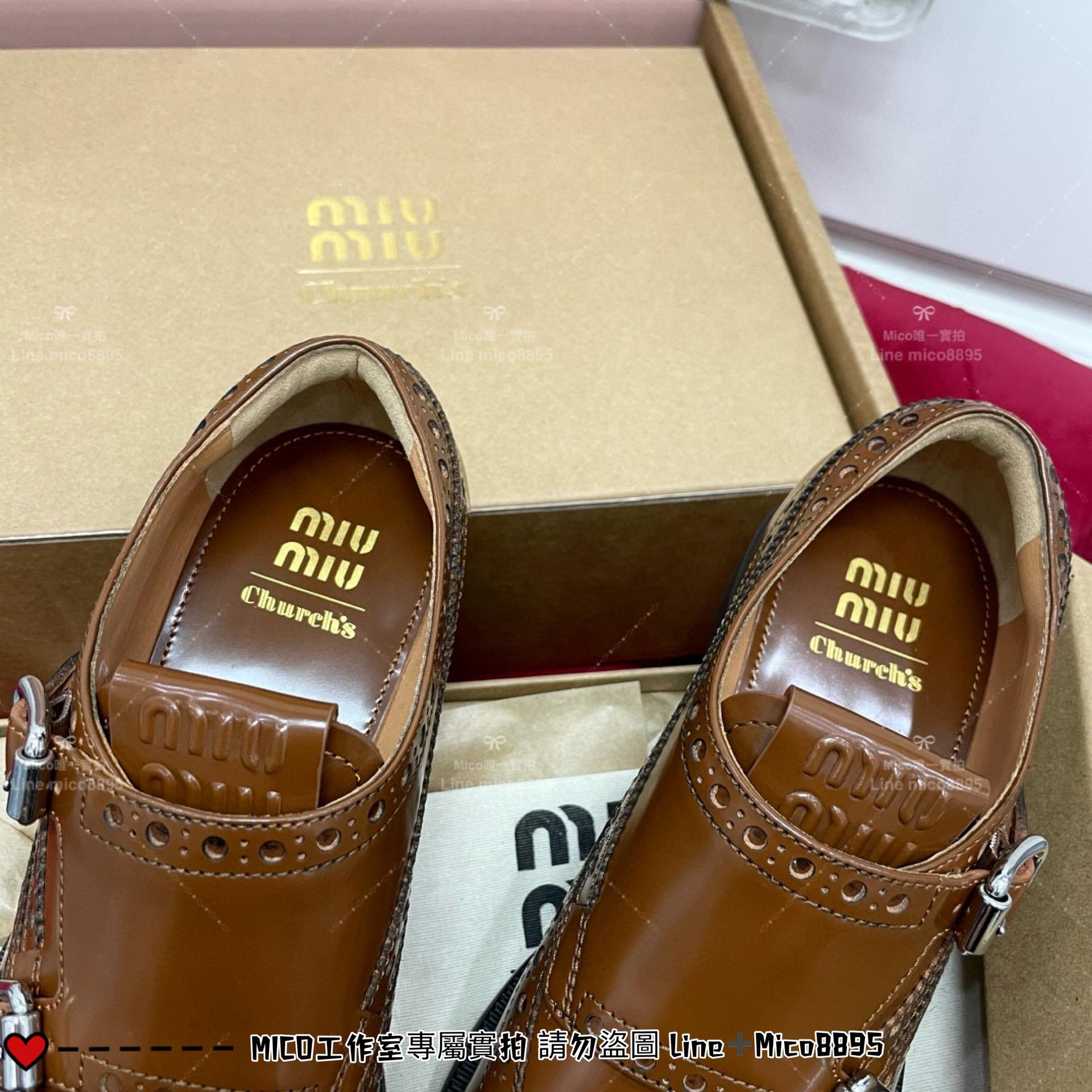 MIUMIU Church＇sxMiu Miu聯名款 咖色巴洛克 洛克鞋 牛津鞋 紳士鞋 35-39