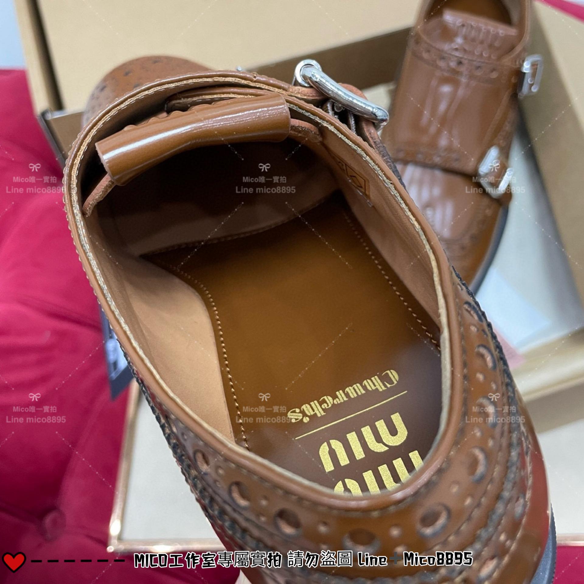 MIUMIU Church＇sxMiu Miu聯名款 咖色巴洛克 洛克鞋 牛津鞋 紳士鞋 35-39