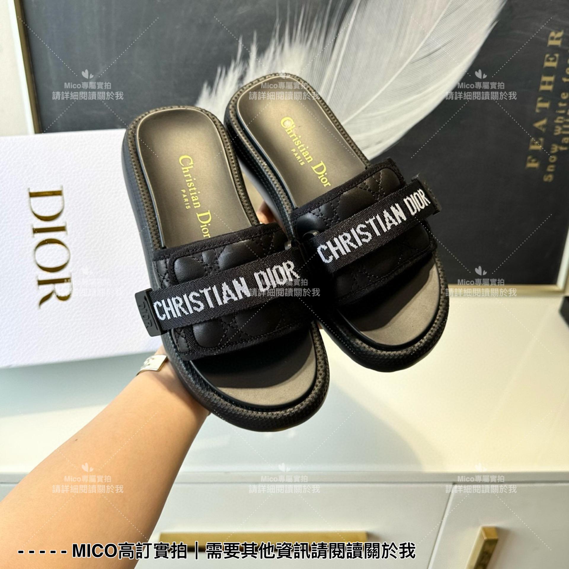 Dior 黑色 evolution藤格紋魔術貼拖鞋 女鞋 35-39