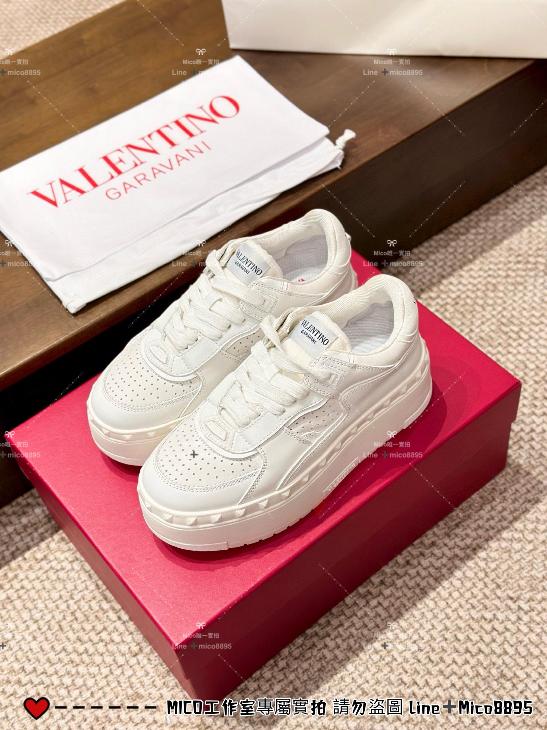 Valentino 白色卯釘厚底小白鞋 增高休閒鞋 底厚6cm 35-40