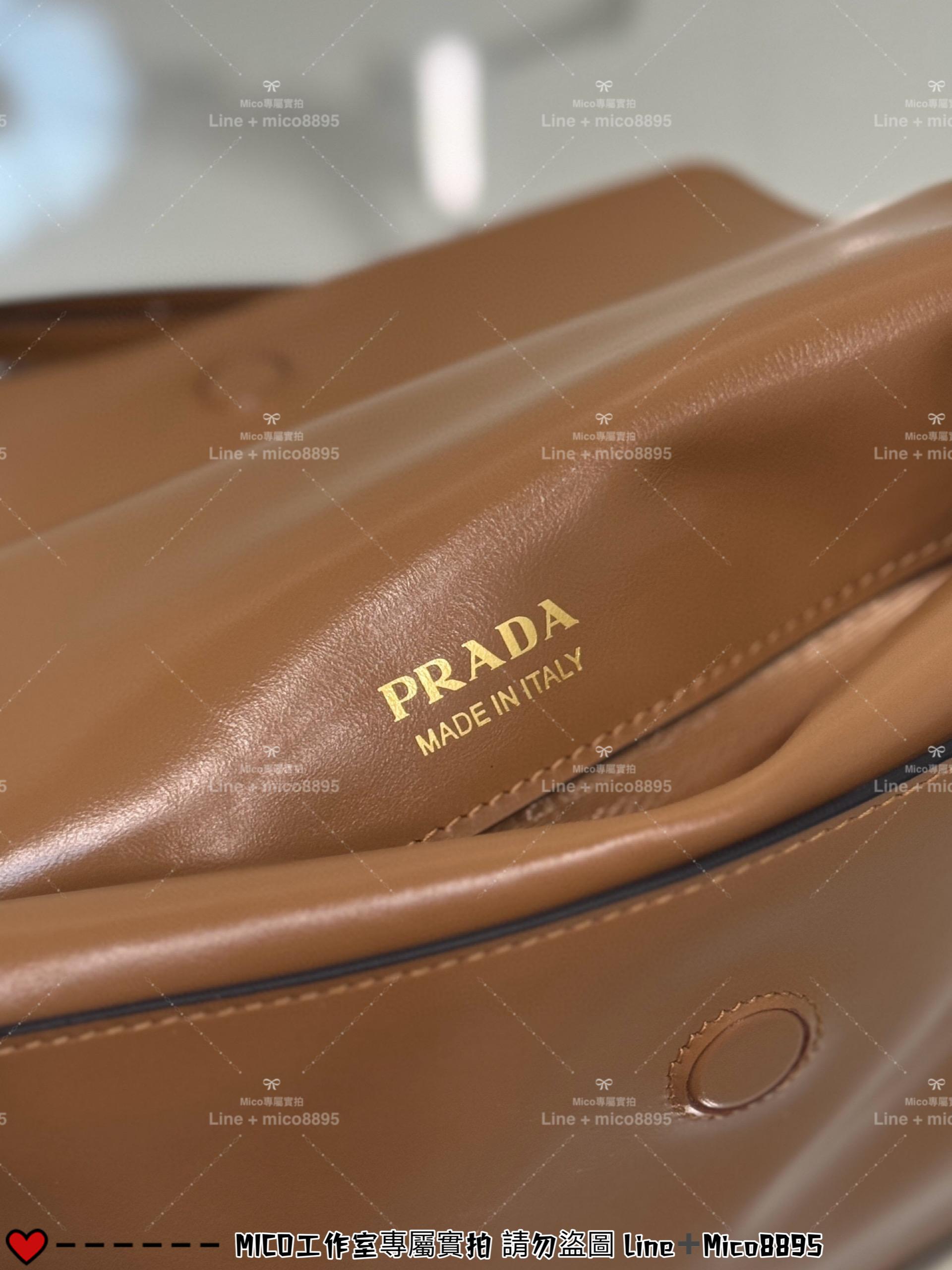 PRADA 棕色 油蠟皮革肩背袋 肩背包/郵差包 Luxsox 23cm