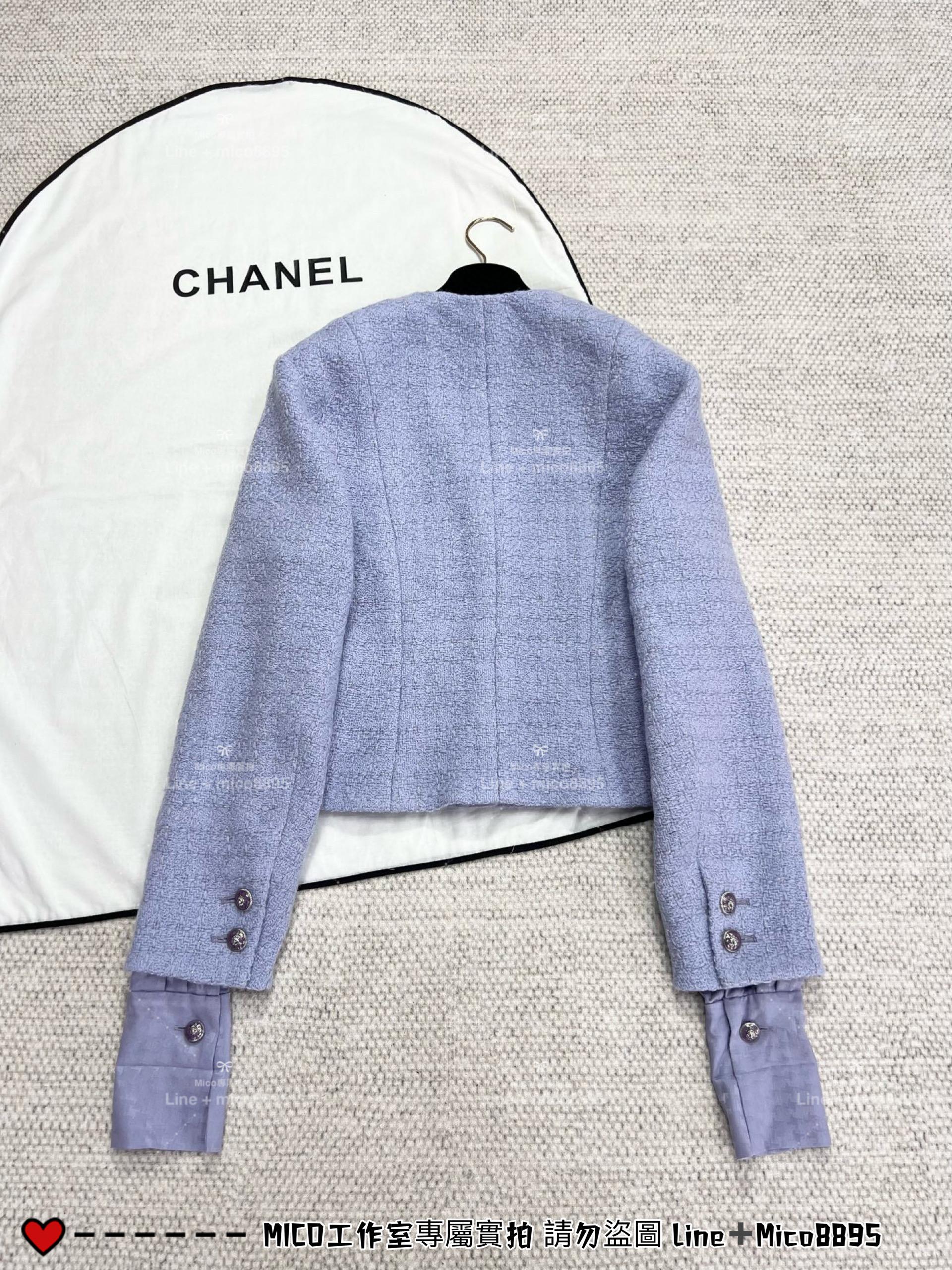 CHANEL 高訂服飾｜24A手工坊系列 周迅同款 薰衣草紫色軟呢外套 長袖外套 36.38.40