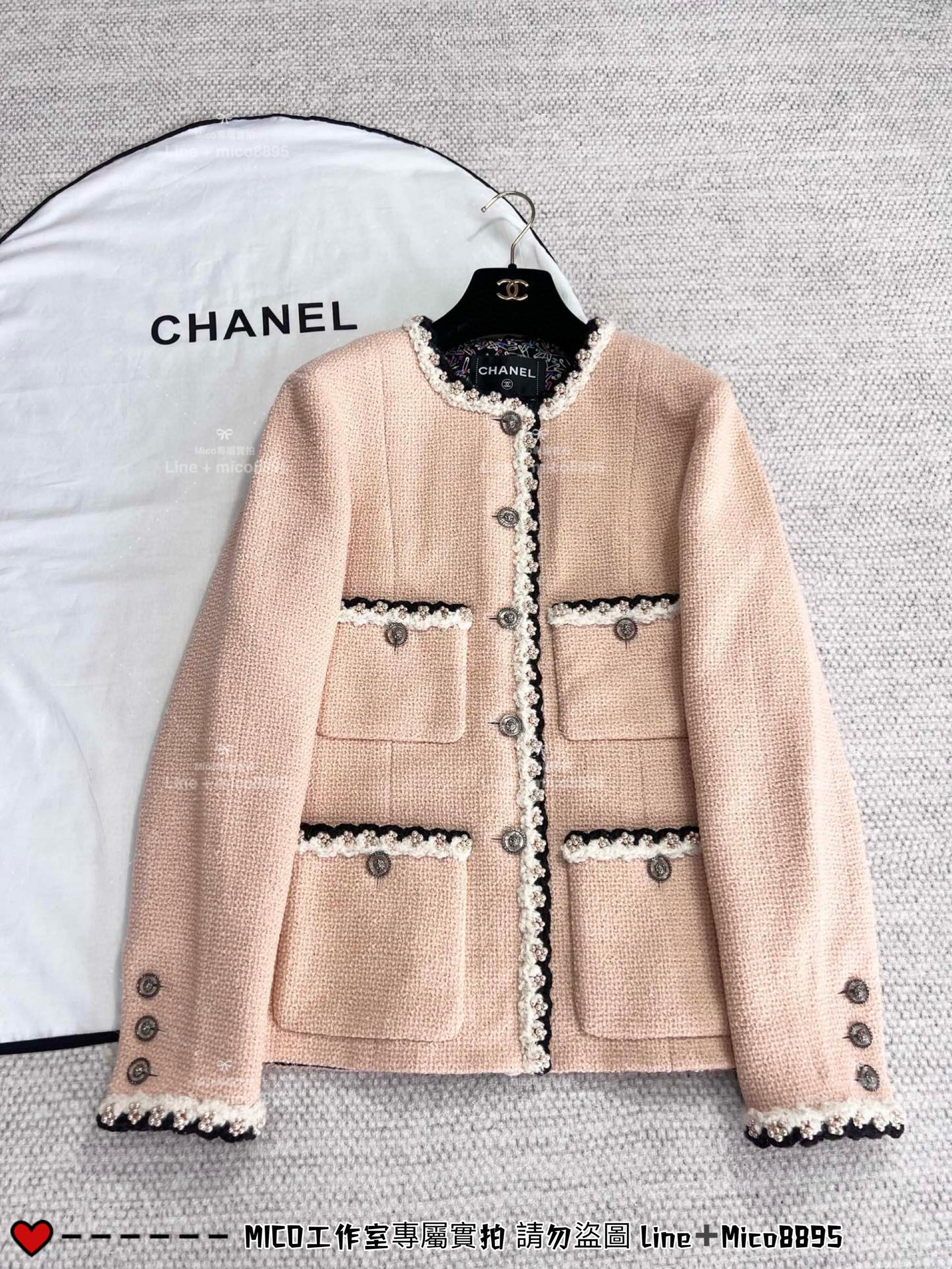 CHANEL 高訂服飾｜24A手工坊 米色手工編織串珠織帶外套 36.38.40