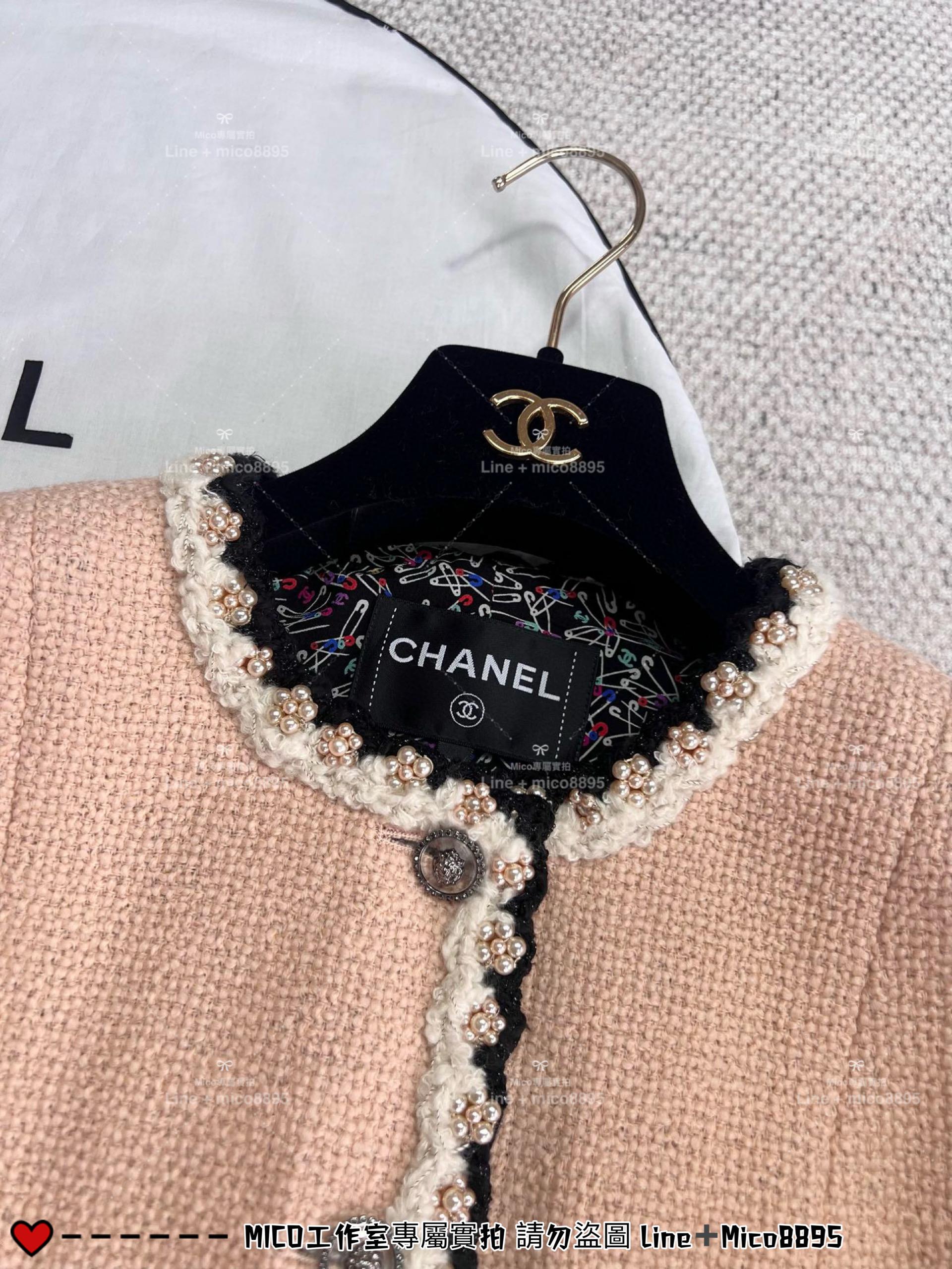 CHANEL 高訂服飾｜24A手工坊 米色手工編織串珠織帶外套 36.38.40