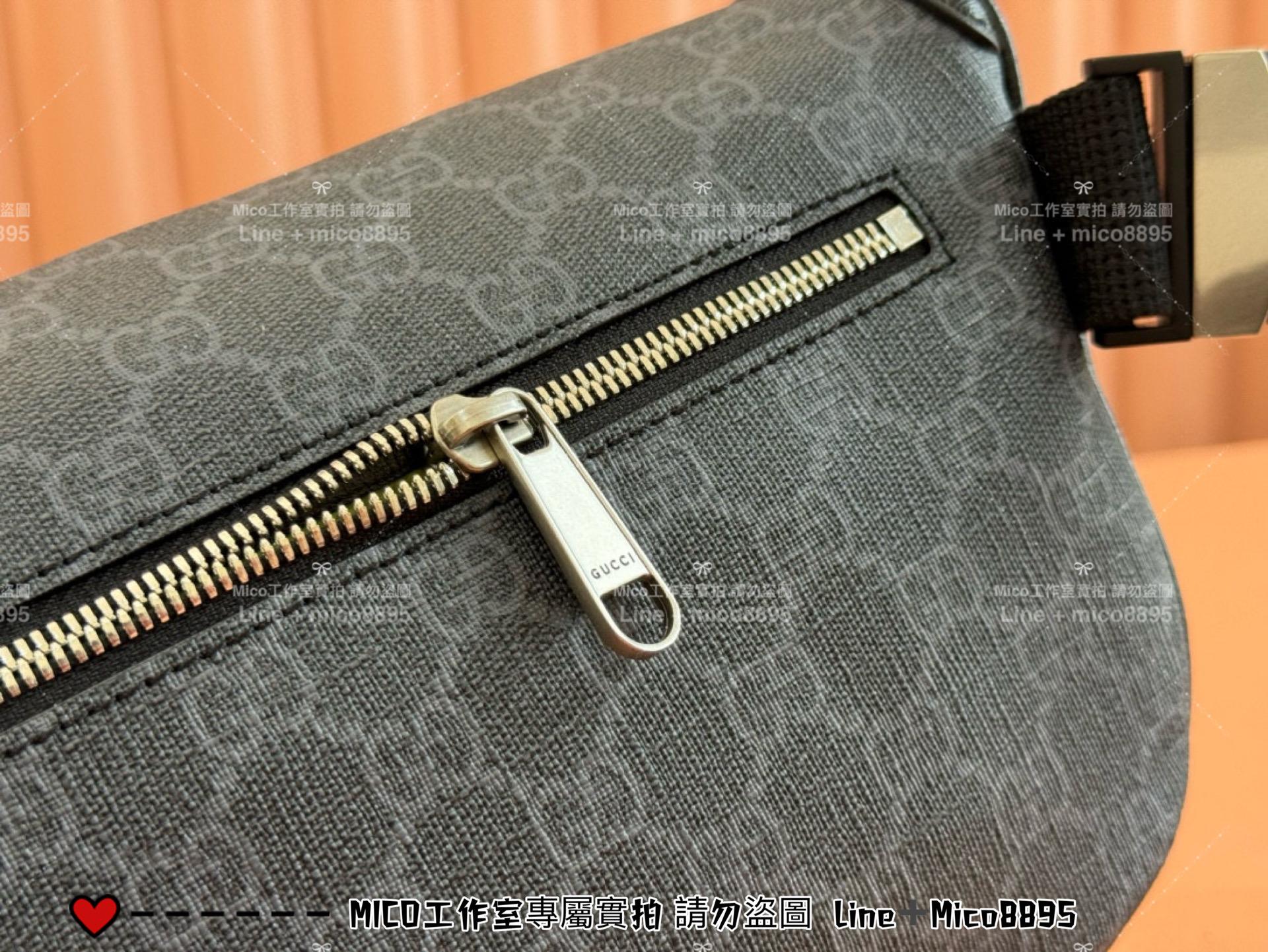 GUCCI 黑色 OPHIDIA系列老花腰包 Retro胸包 男包 26cm