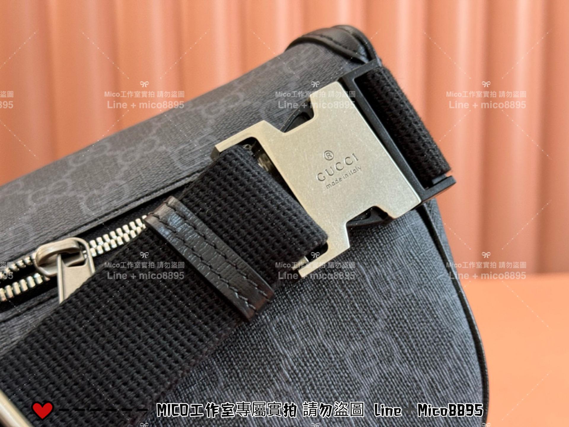 GUCCI 黑色 OPHIDIA系列老花腰包 Retro胸包 男包 26cm