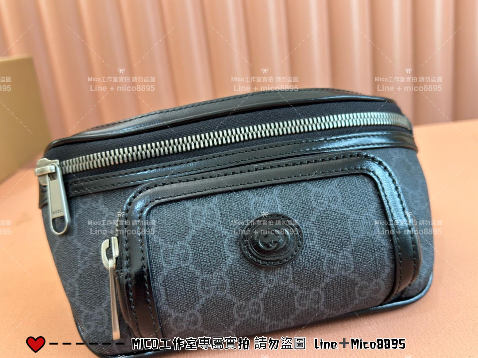 GUCCI 黑色小號 Ophidia系列老花腰包 Retro胸包 男包 女包 小號24cm