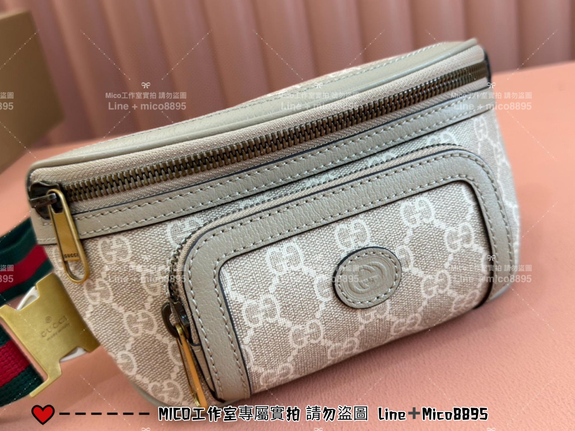 GUCCI 米色小號 Ophidia系列老花腰包 Retro胸包 男包 女包 小號24cm