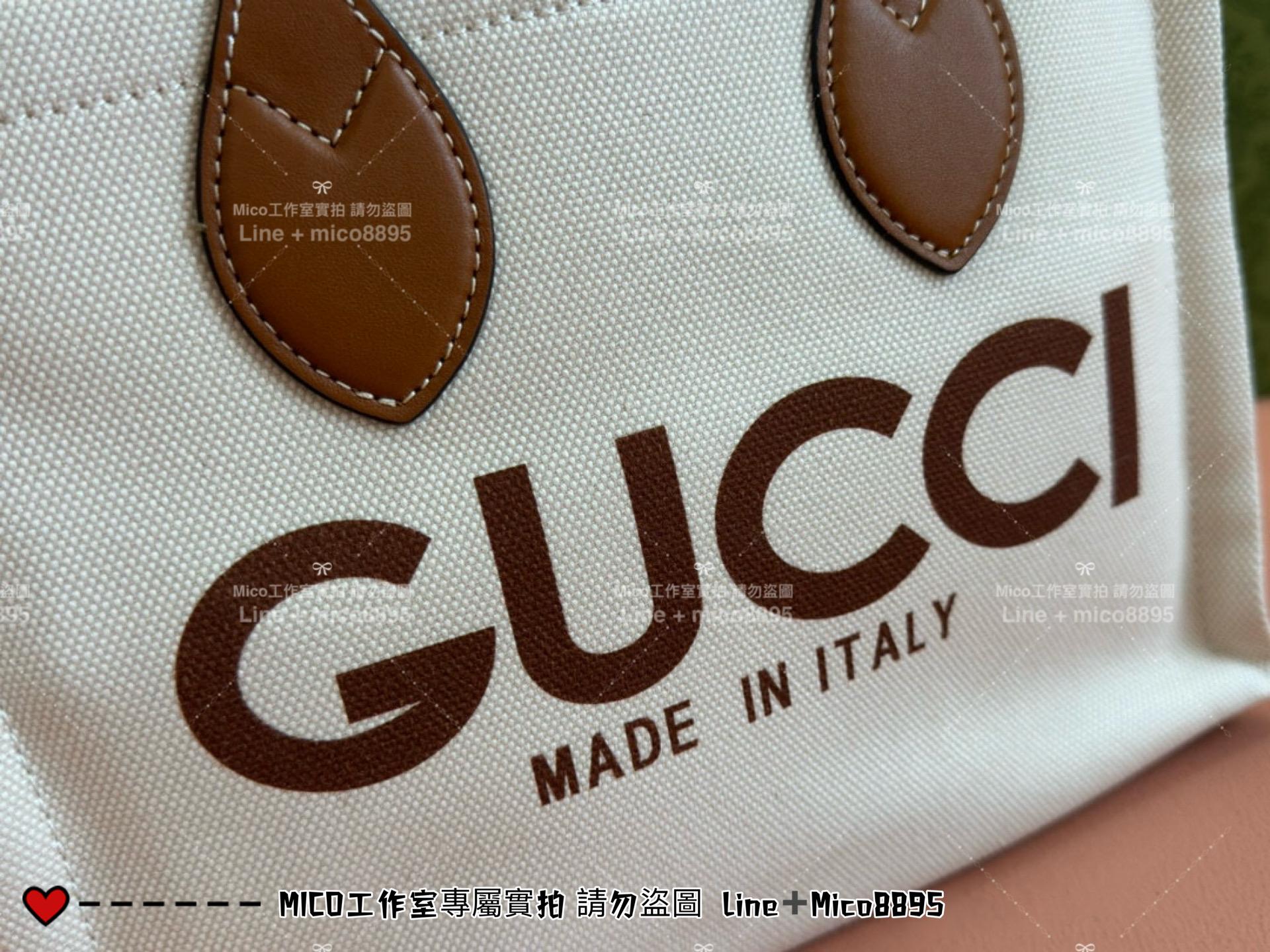 GUCCI 24春夏款 帆布托特包 棕色小號 28cm 可手提與斜挎