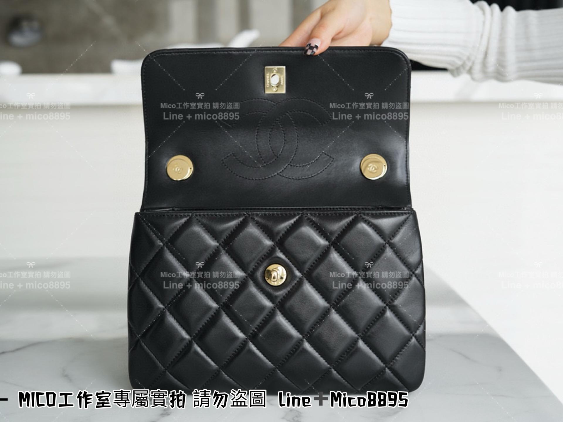 Chanel 香奈兒 黑色小羊皮 浮雕款Trendy cc 手提肩背風琴包 25cm