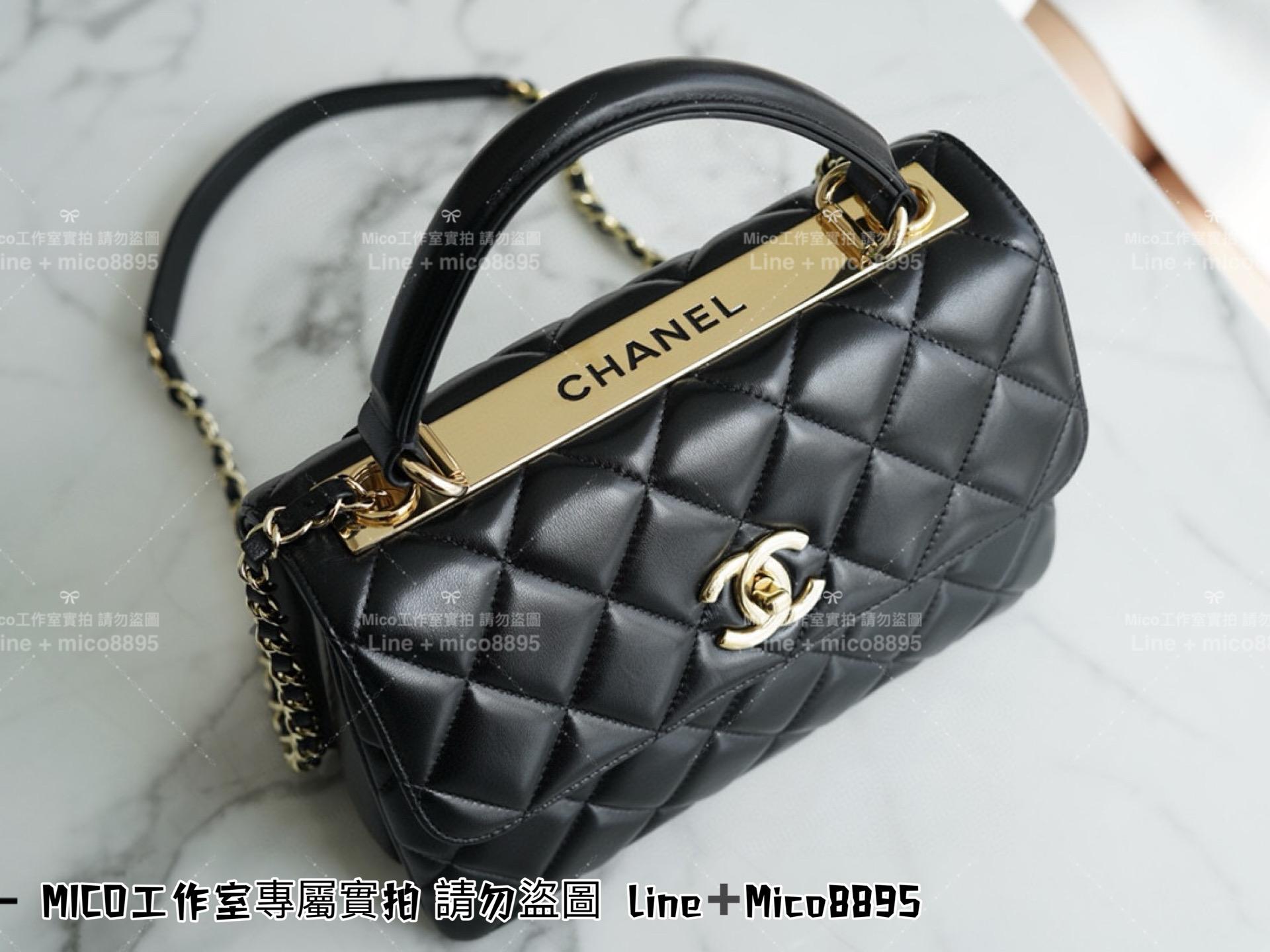 Chanel 香奈兒 知性風 黑色小羊皮 經典款 菱格Trendy cc 手提肩背風琴包 25cm