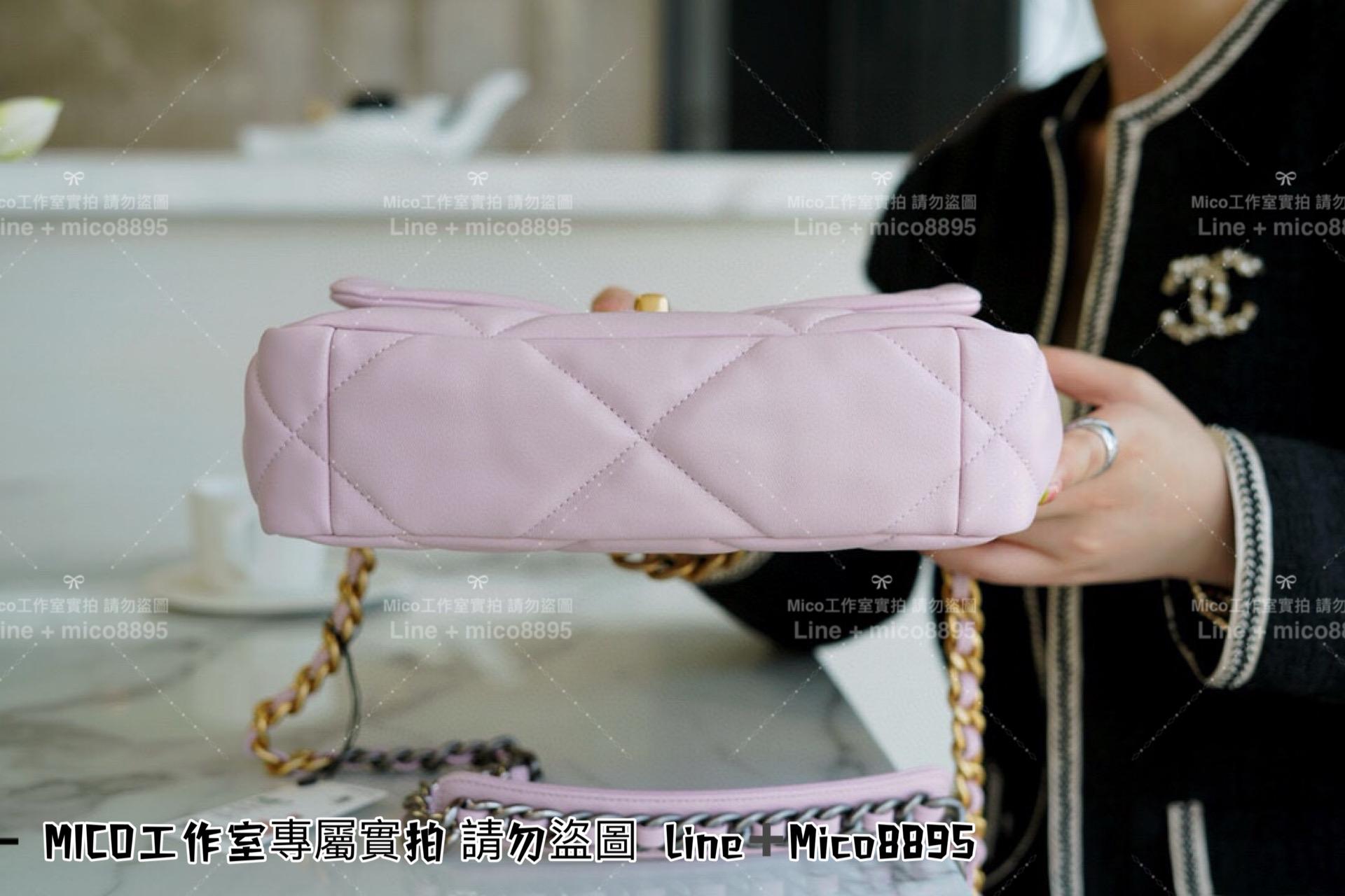 CHANEL 19系列 櫻花粉小號/19Bag 19包 枕套包 斜跨手提包 26cm