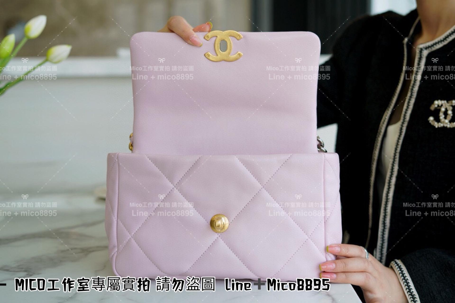 CHANEL 19系列 櫻花粉小號/19Bag 19包 枕套包 斜跨手提包 26cm