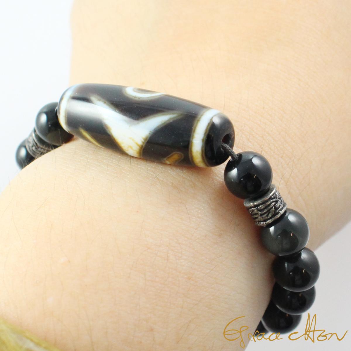 蓮師法器天珠54.4㍉老鉱天珠老瑪瑙開光老天珠 