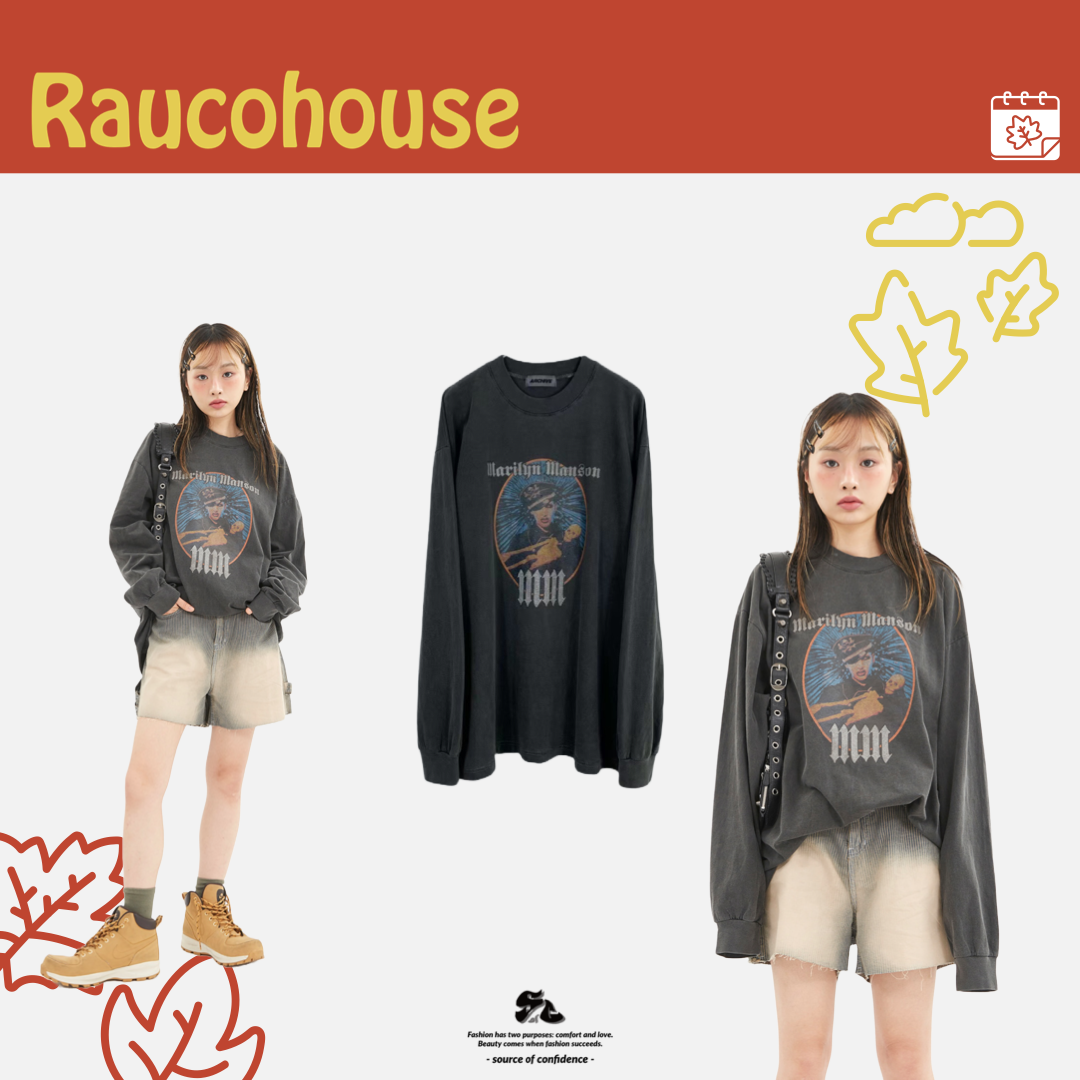 Raucohouse MarilynManson MM 印花長Tee