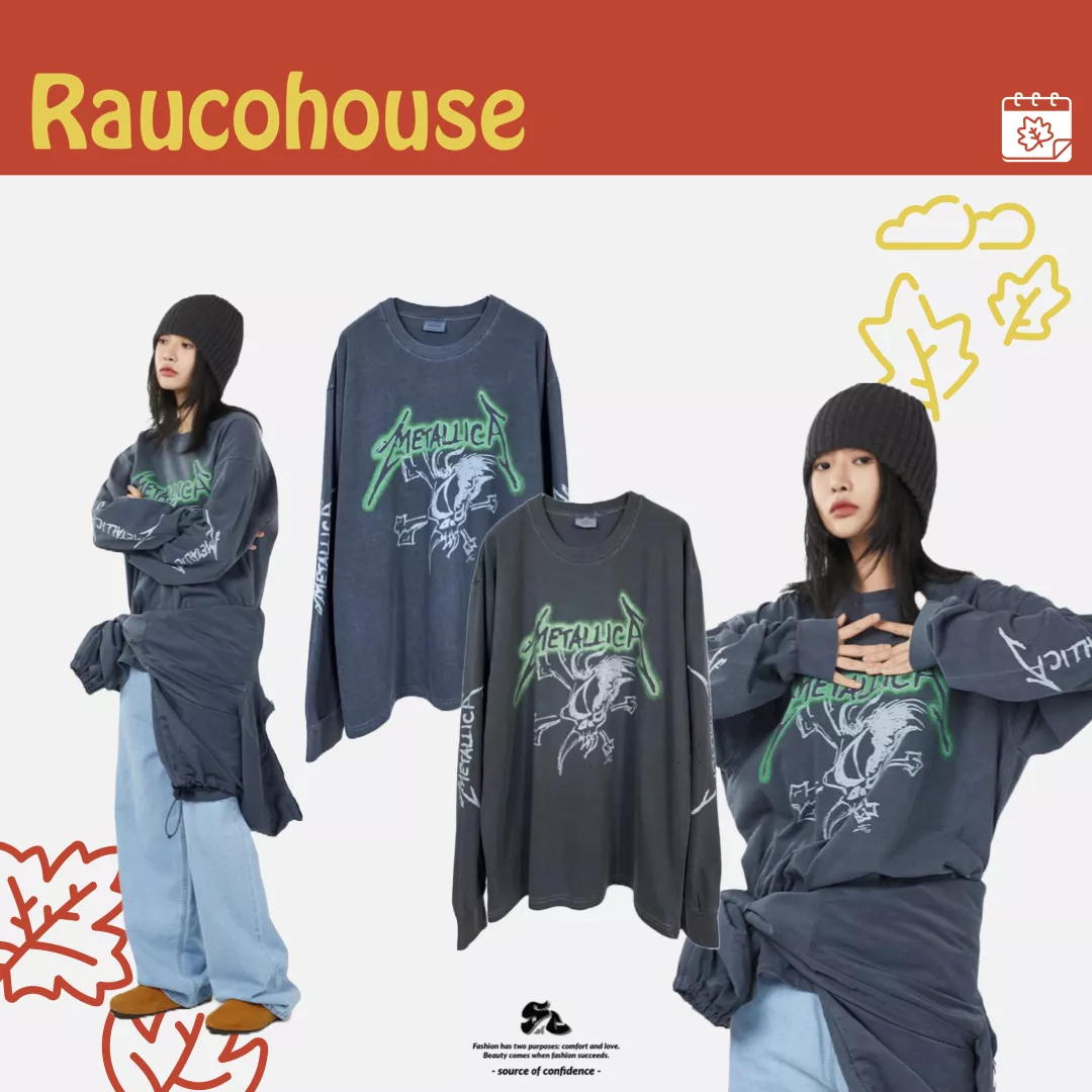 Raucohouse Metallica水洗骷髏長Tee