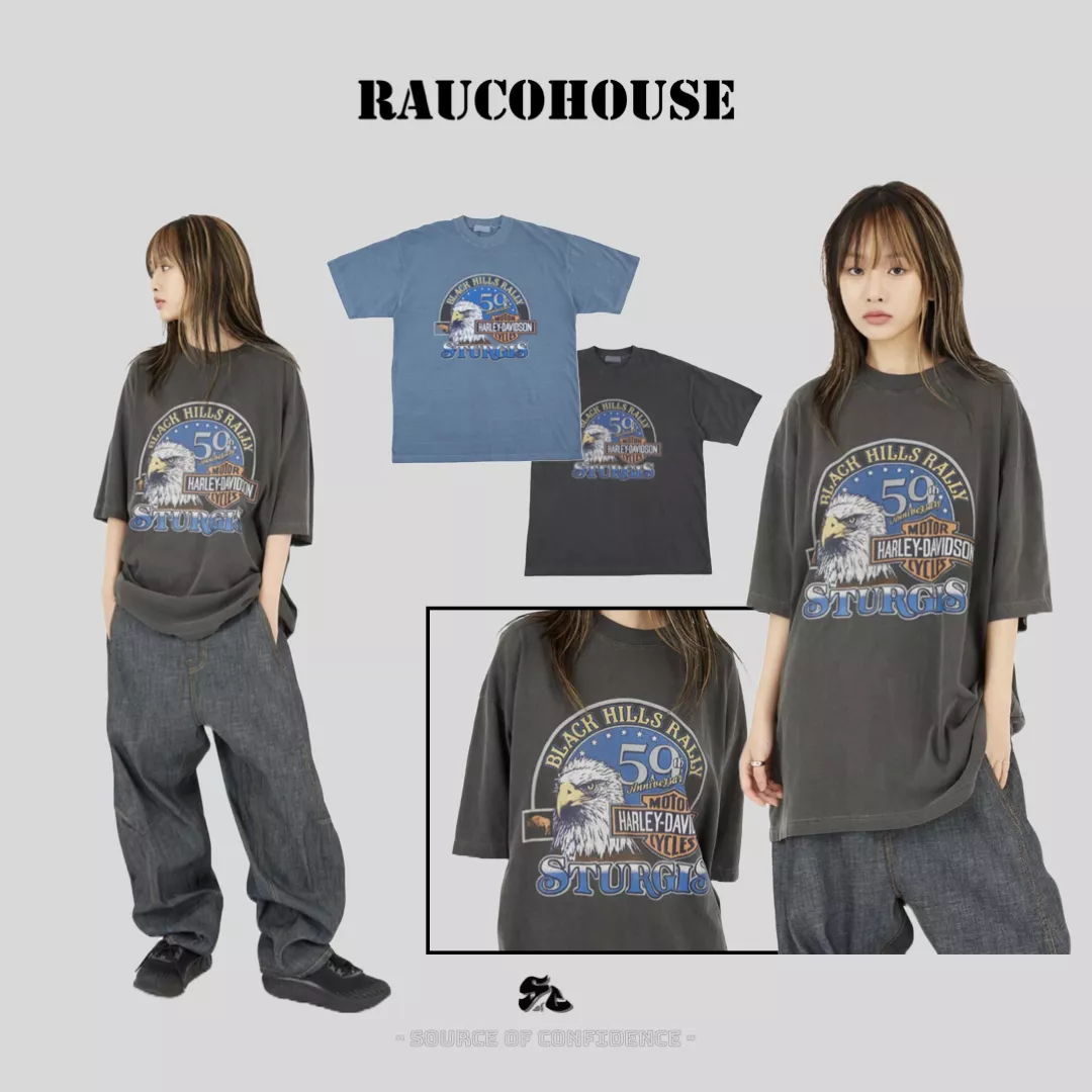 Raucohouse 老鷹哈雷 STURGIS 印花水洗短Tee