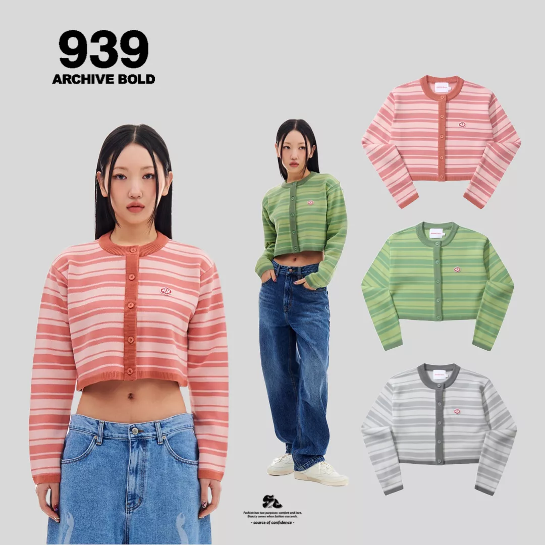 ARCHIVE BOLD 939 RED MOSS PATCHED CROP CARDIGAN短版外套