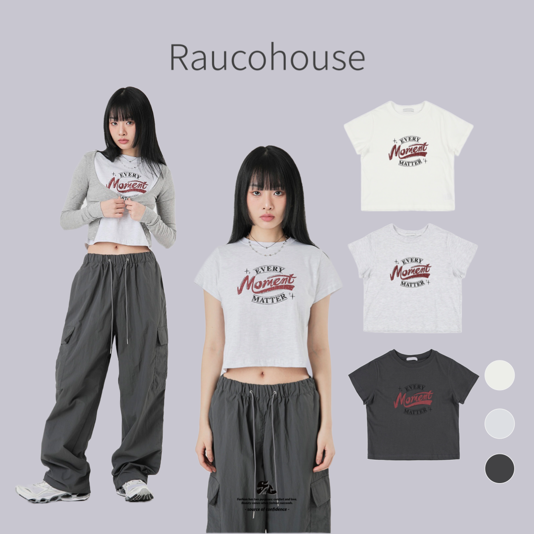 Raucohouse Moment字母印花短版上衣