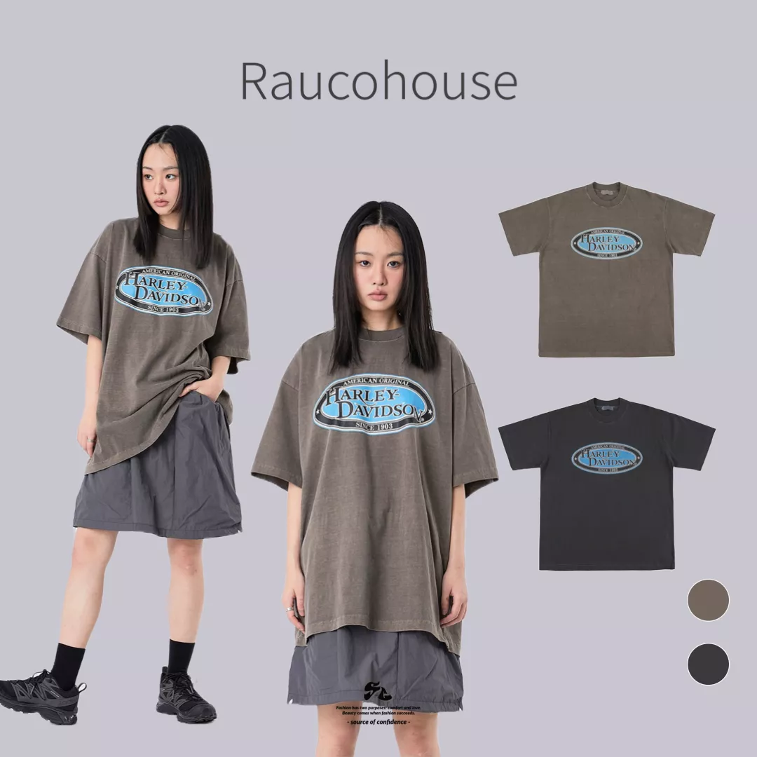 Raucohouse HARLEY DAVIDSON水洗印刷 短Tee